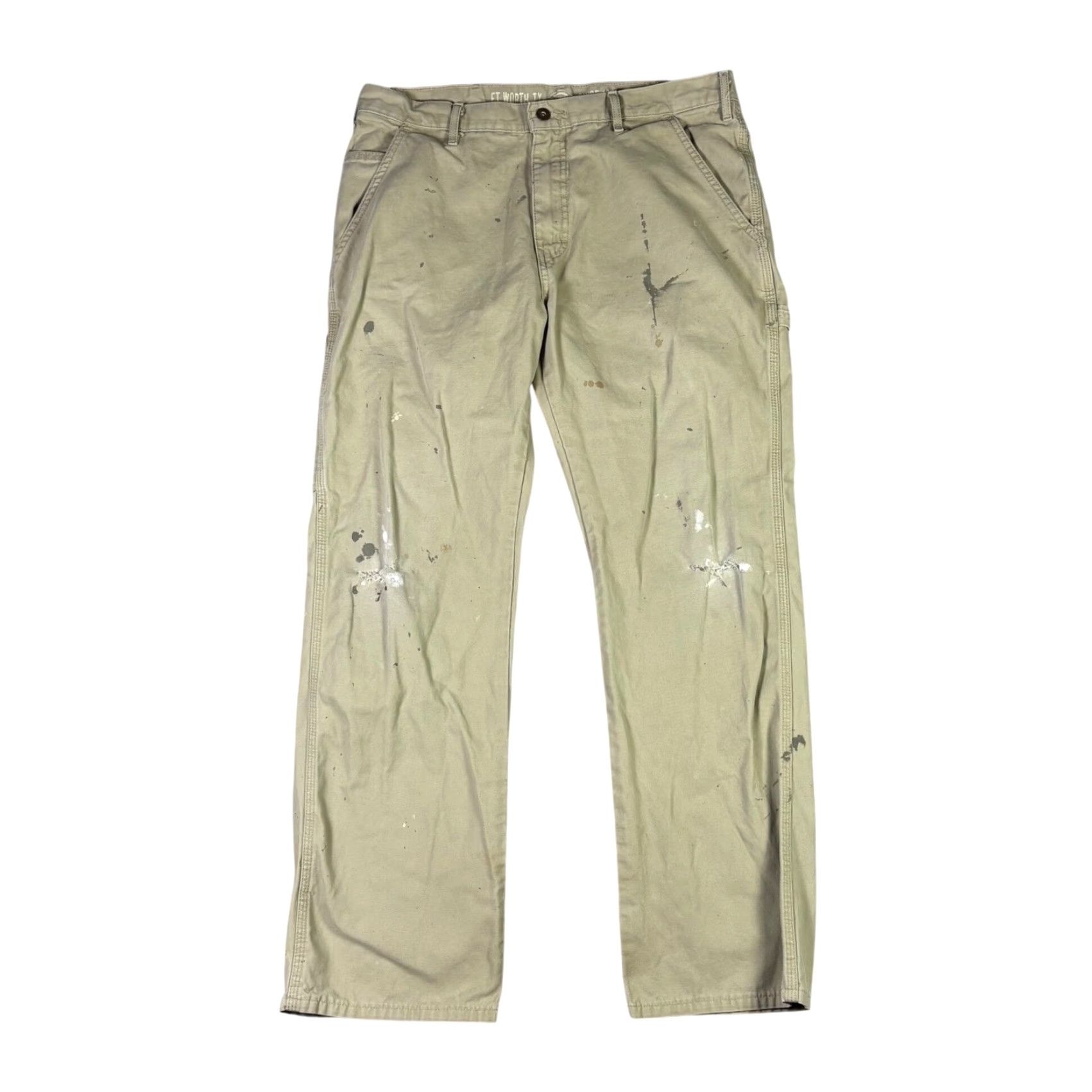 Dickies Dickies Khaki Carpenter Pants Men 34x32 Relaxed Fit Vintage 90s Workwear Stains Beige Cotton Pants Mens Size US 34 / EU 50 - 2 Thumbnail