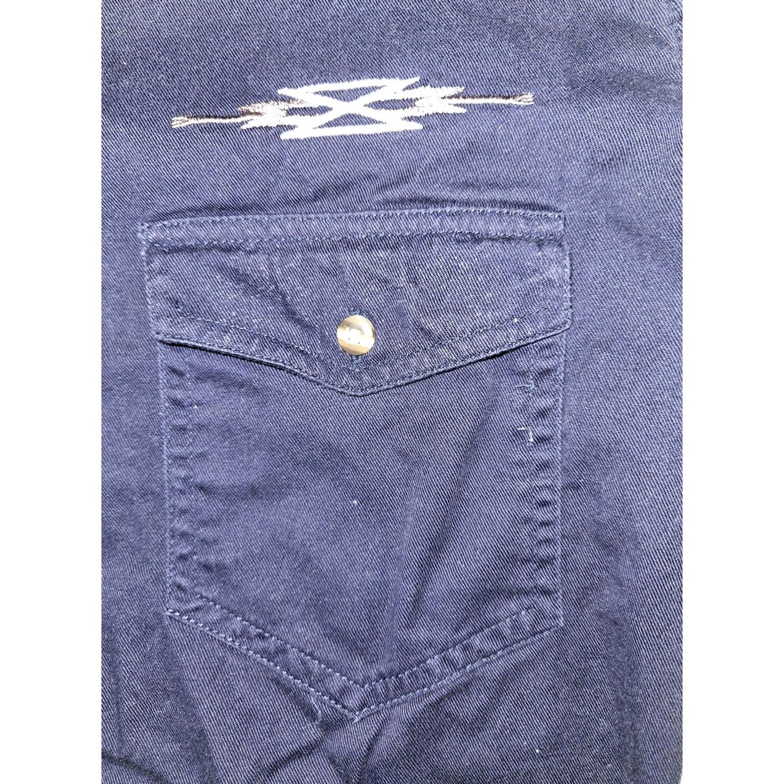 Express VINTAGE Express Rider Shirt Mens Medium Navy White Western Aztec Embroidered Cowboy Size US M / EU 48-50 / 2 - 6 Thumbnail