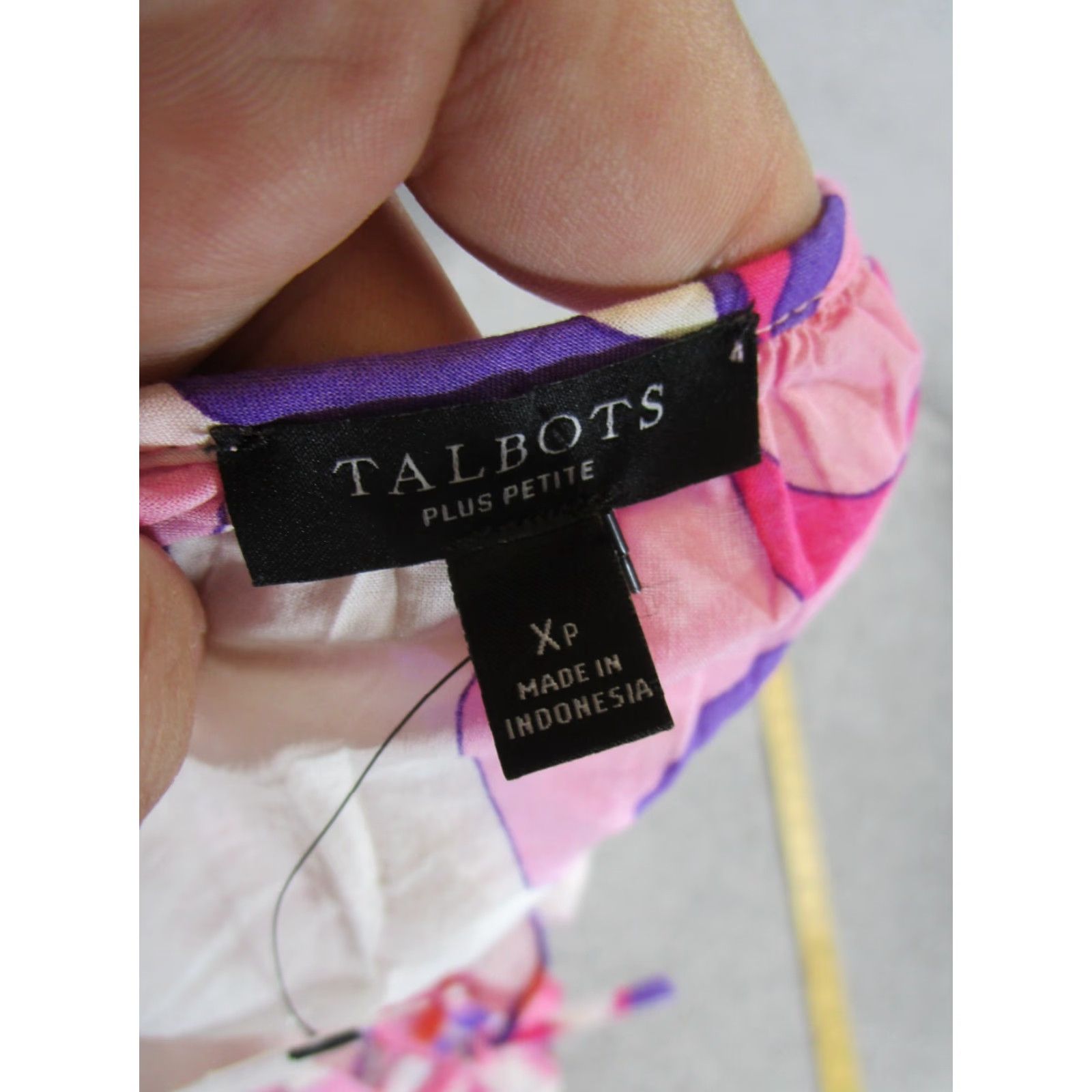 Talbots VINTAGE Talbots Blouse Shirt Womens Petites Long Sleeve Cotton Floral Pink 90s Casual Womens Size XL / US 12-14 / IT 48-50 - 6 Thumbnail