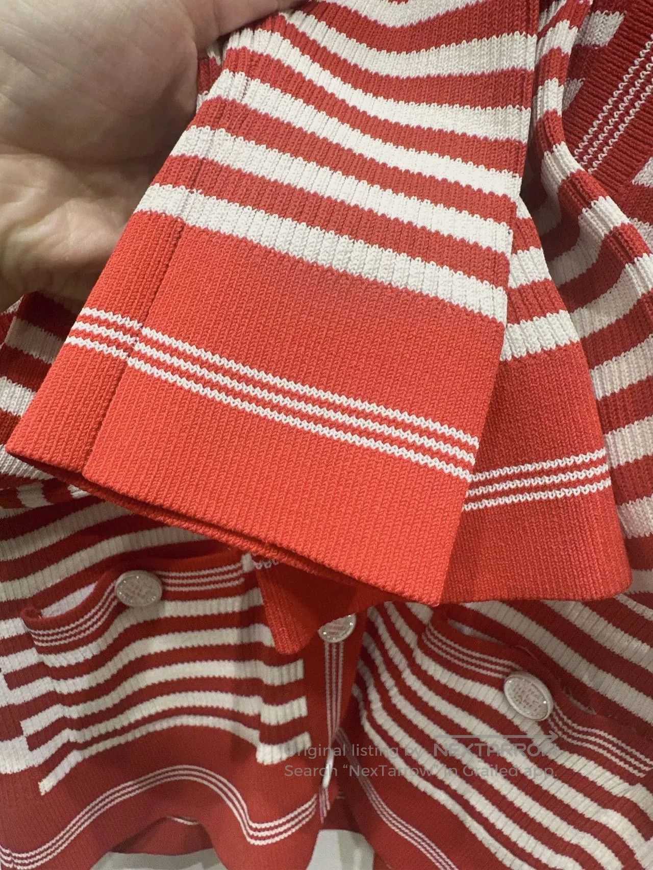 Chanel CHANEL 23C Striped V-Neck Knit Cardigan. Size XS / US 0-2 / IT 36-38 - 7 Thumbnail