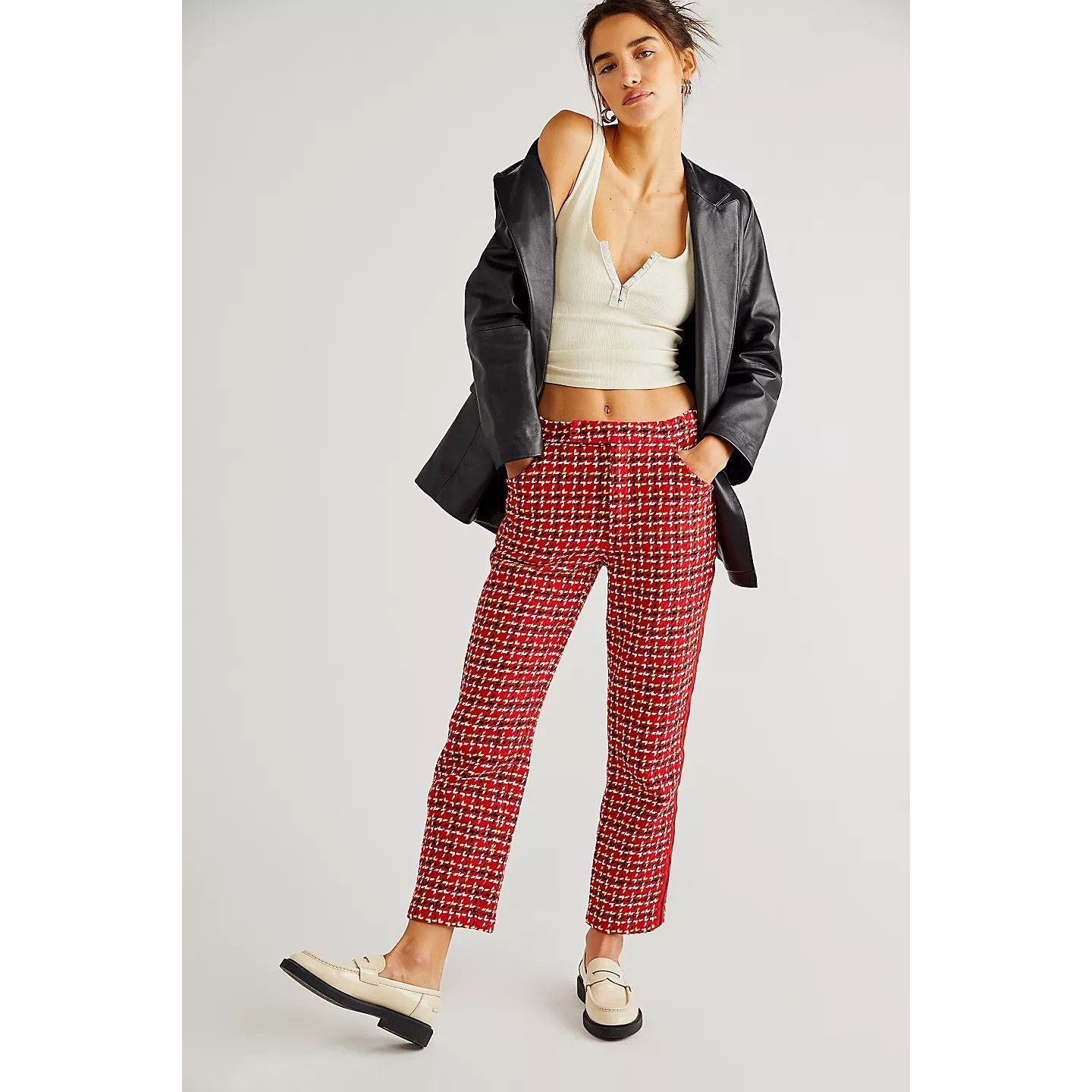 Free People New Free People Anna Sui Neo Mid-Rise Pants $504 SIZE 2 Red Size 26" / US 2 / IT 38 - 1 Thumbnail