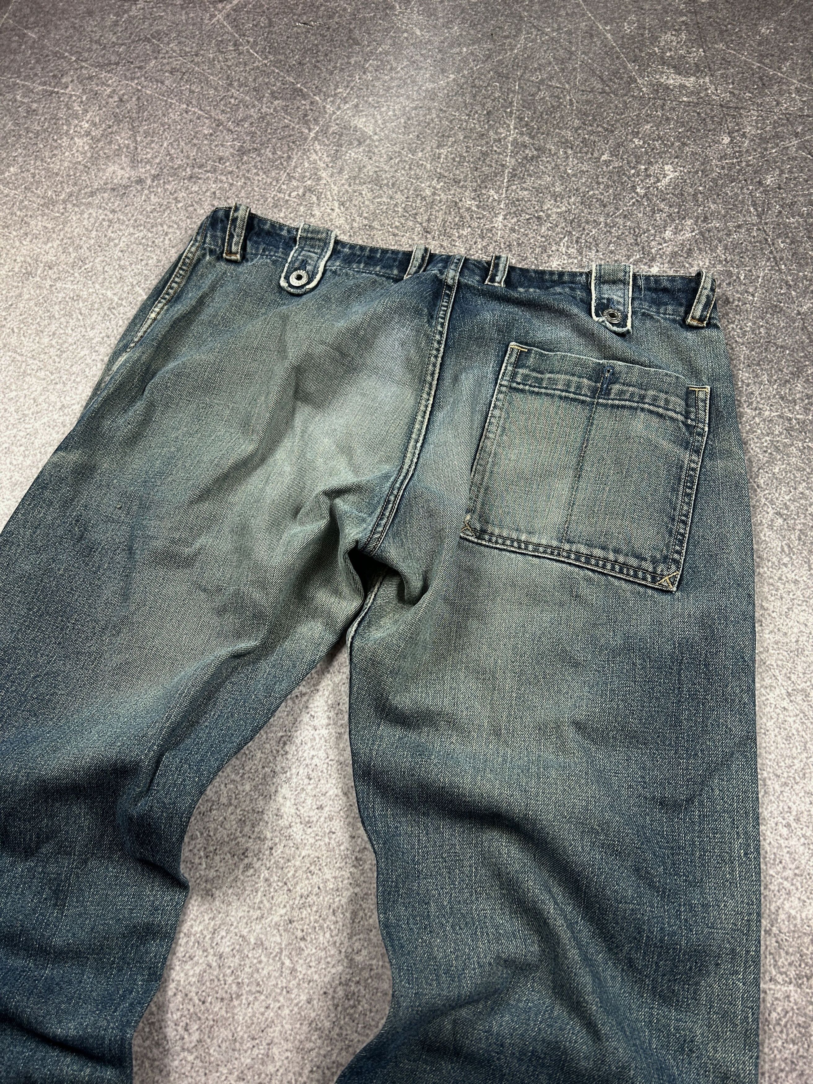 Diesel Distressed Wide Leg Denim Jeans Vintage Wash Grunge Style Size US 32 / EU 48 - 7 Thumbnail