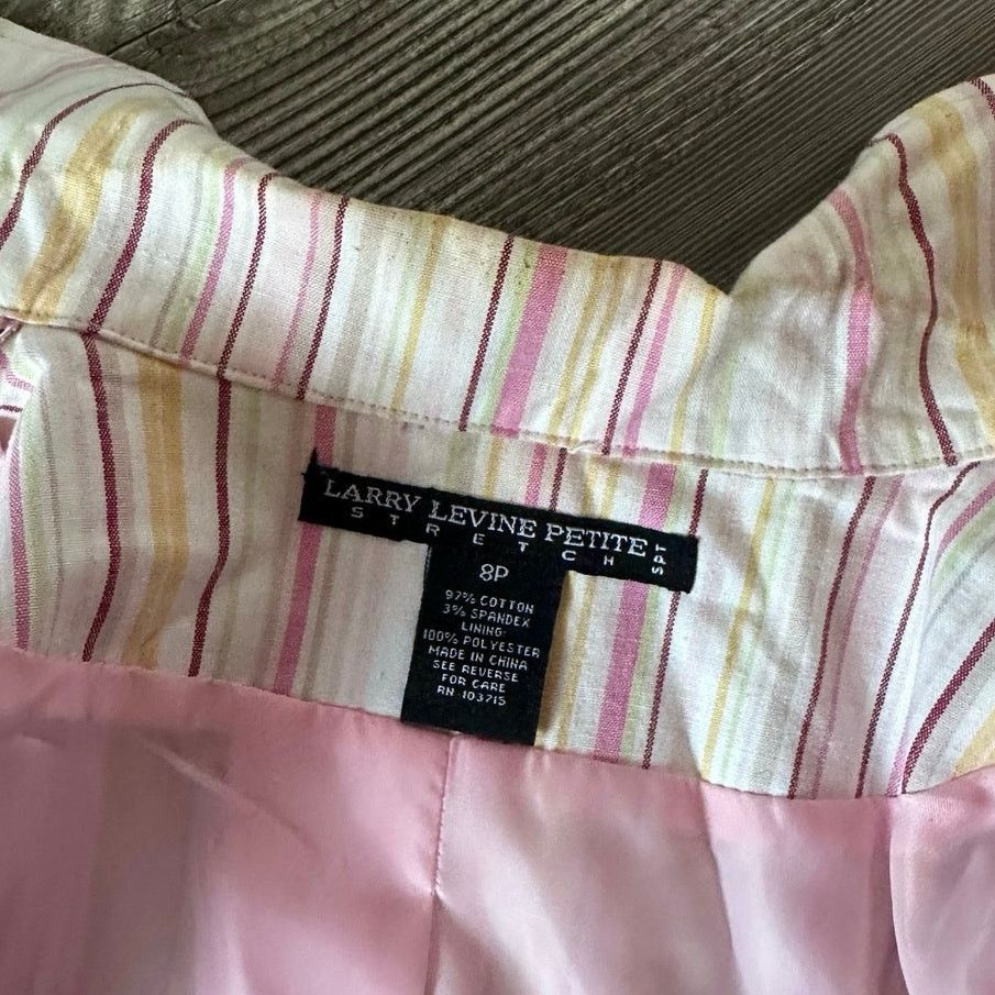 Other larry levine petites white pink green striped blazer Size M / US 6-8 / IT 42-44 - 3 Thumbnail