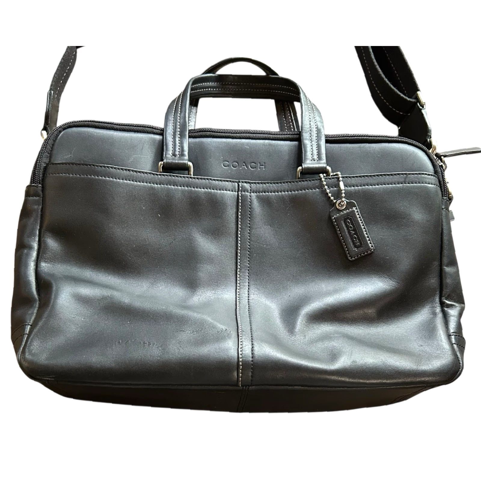 Coach COACH Business Bag 2way F70707 Black Leather Crossbody Messenger Suitcase Read Size ONE SIZE - 2 Thumbnail