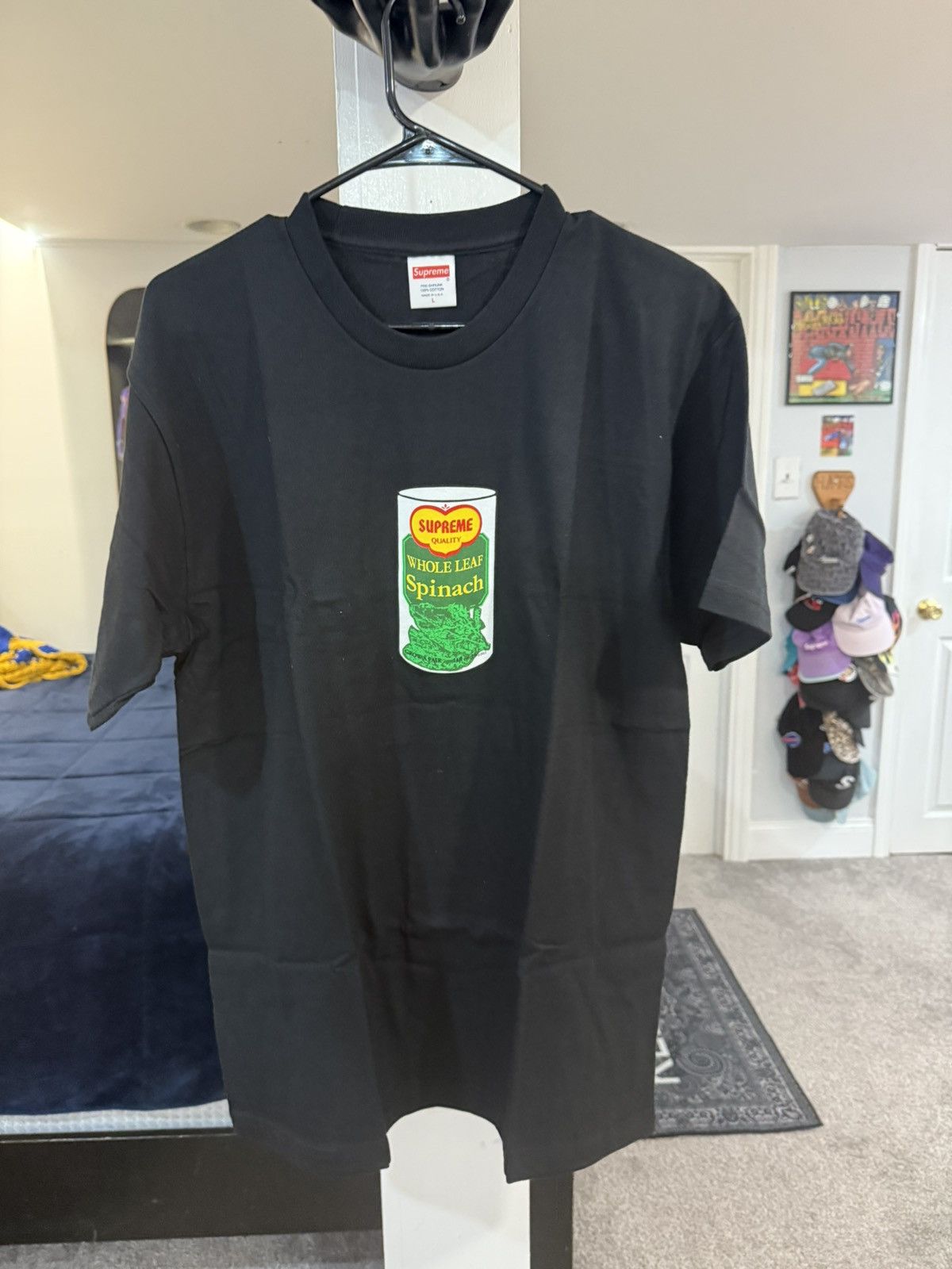 Supreme Black Whole Leaf Spinach T-Shirt