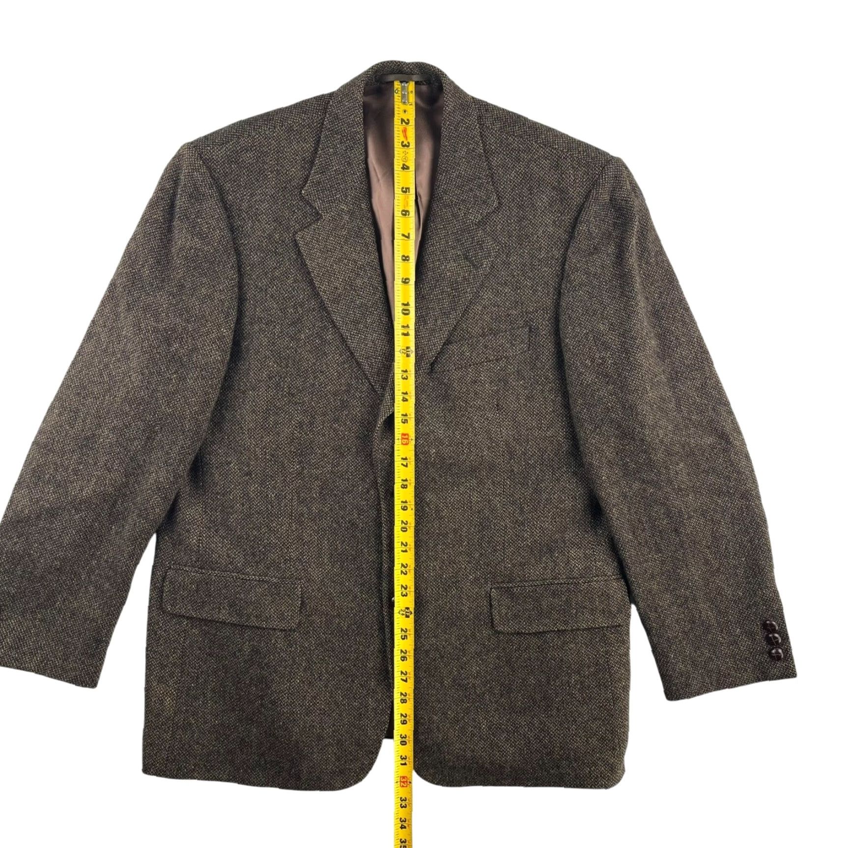 Vintage Gurteen Blazer Jacket Mens Wool Tweed Brown 42R Vintage No 2-Button 3-Button Double-Vented Notch Lapel Jacket Front Womens Mens Girls Size 42R - 7 Thumbnail