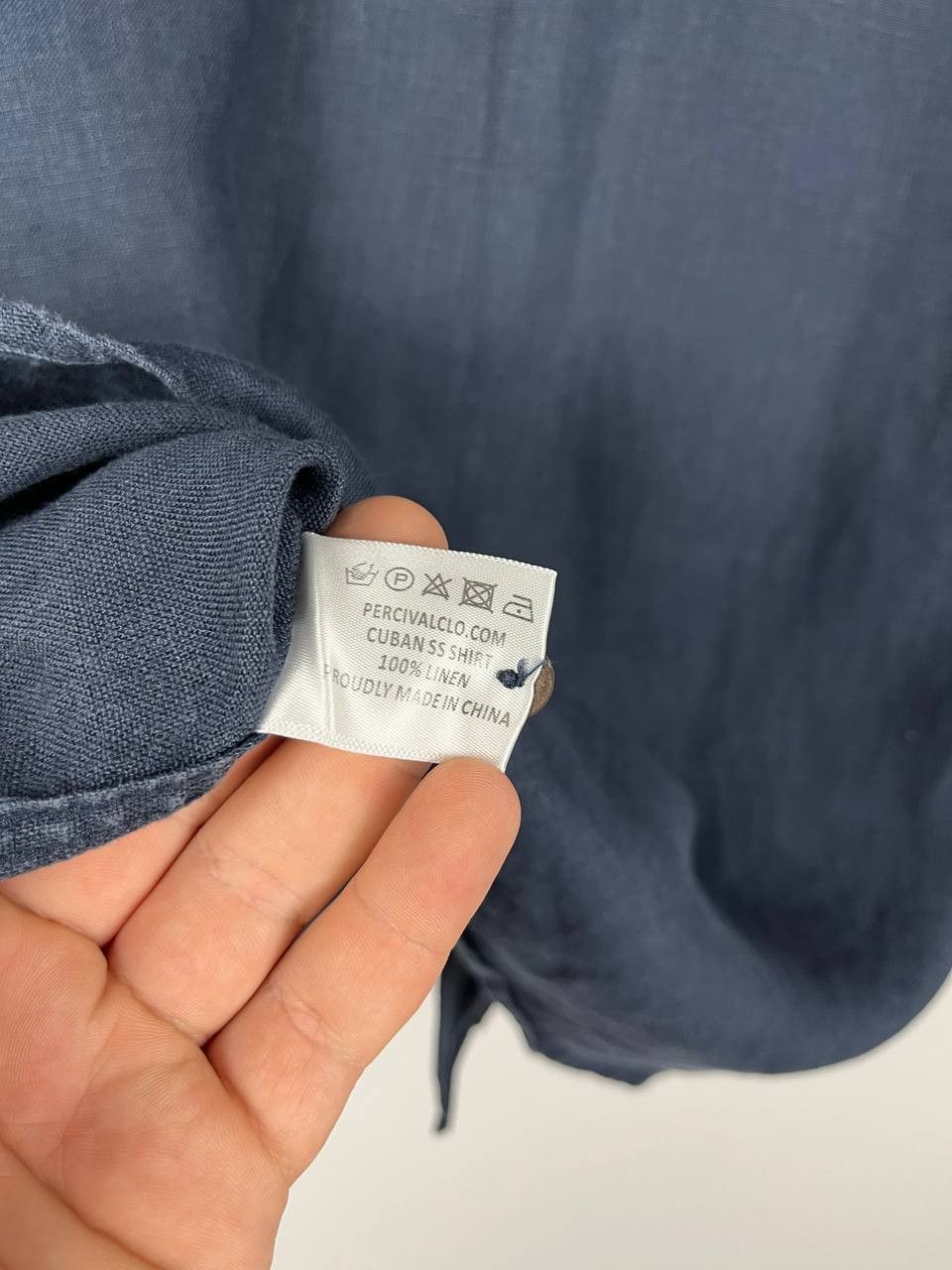 Percival Percival Men's 100% Linen Short Sleeve Shirt Navy Blue Size US M / EU 48-50 / 2 - 5 Thumbnail