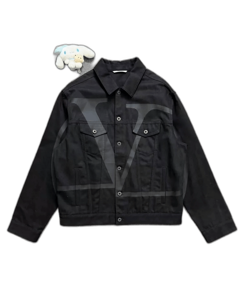 Valentino Valentino Black Logo Denim Jacket 46 Size Size US L / EU 52-54 / 3 - 1 Thumbnail