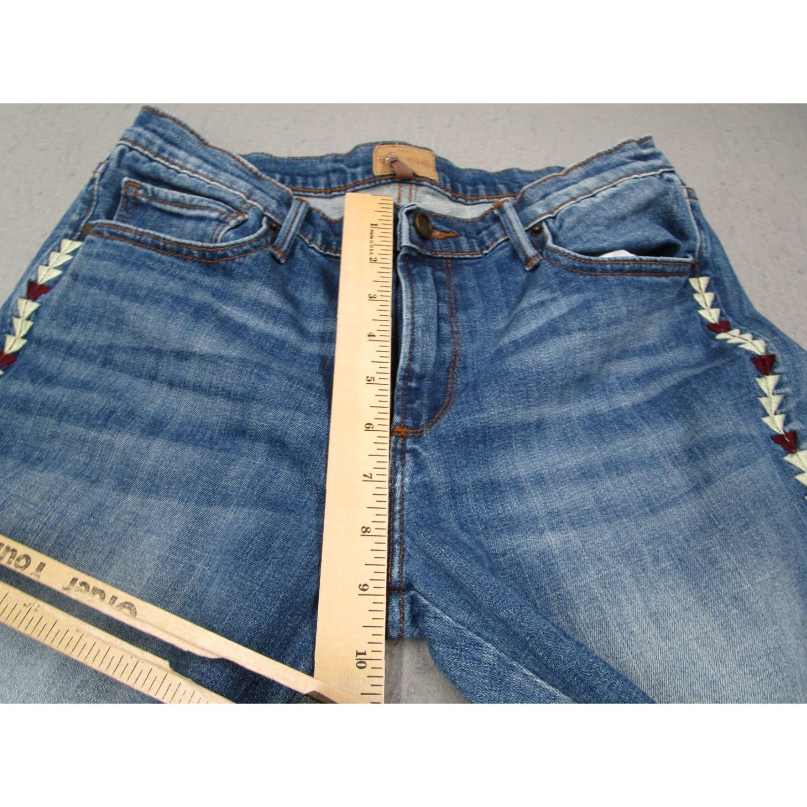 Vintage VINTAGE Driftwood Women's Jeans 29 Blue Classic Fit Denim Hippie Aztec Festival Boho Size 29" - 5 Thumbnail