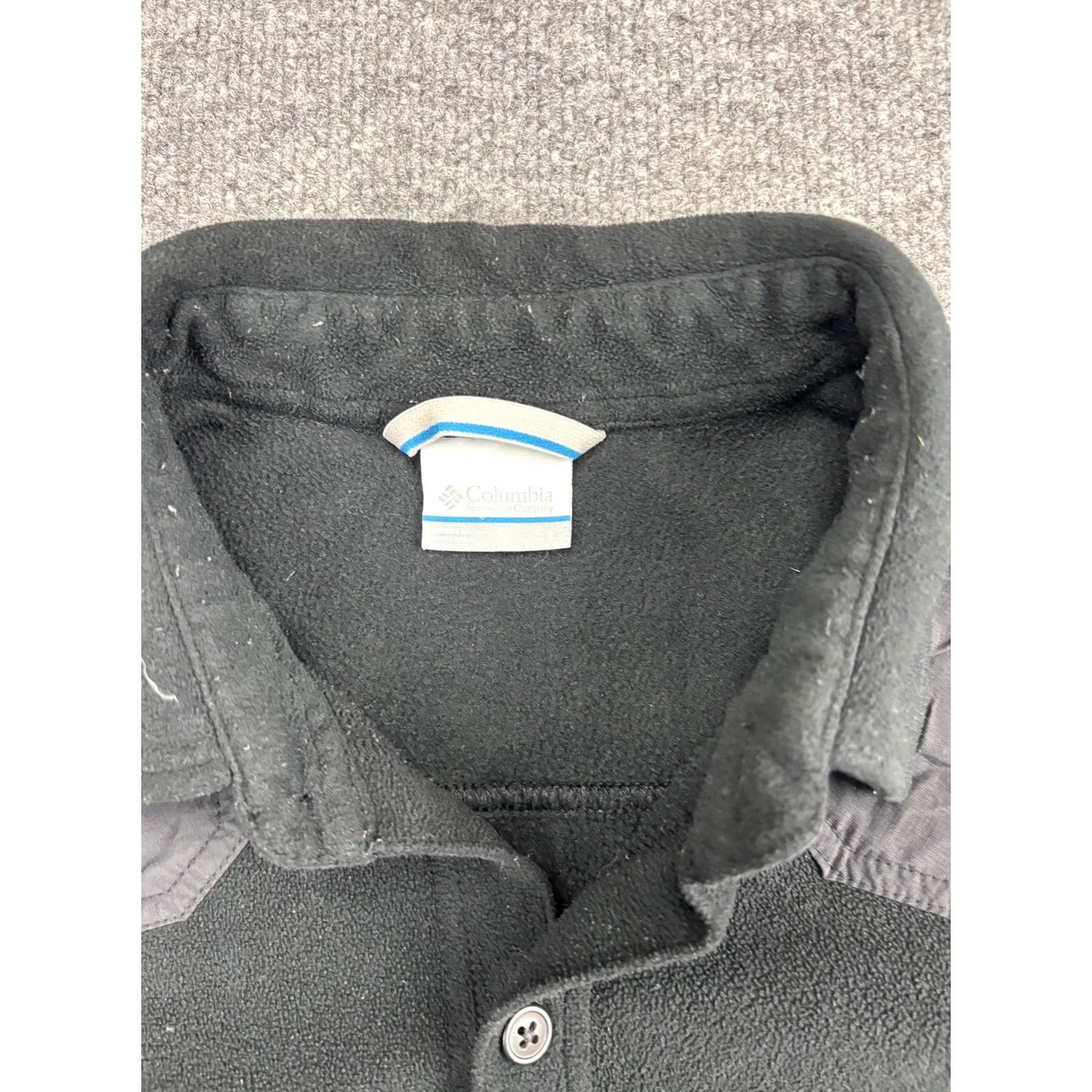YOKE Columbia Fleece Shirt Mens Large Black Nylon Shoulder Yoke Shacket Button Up Size US L / EU 52-54 / 3 - 2 Thumbnail