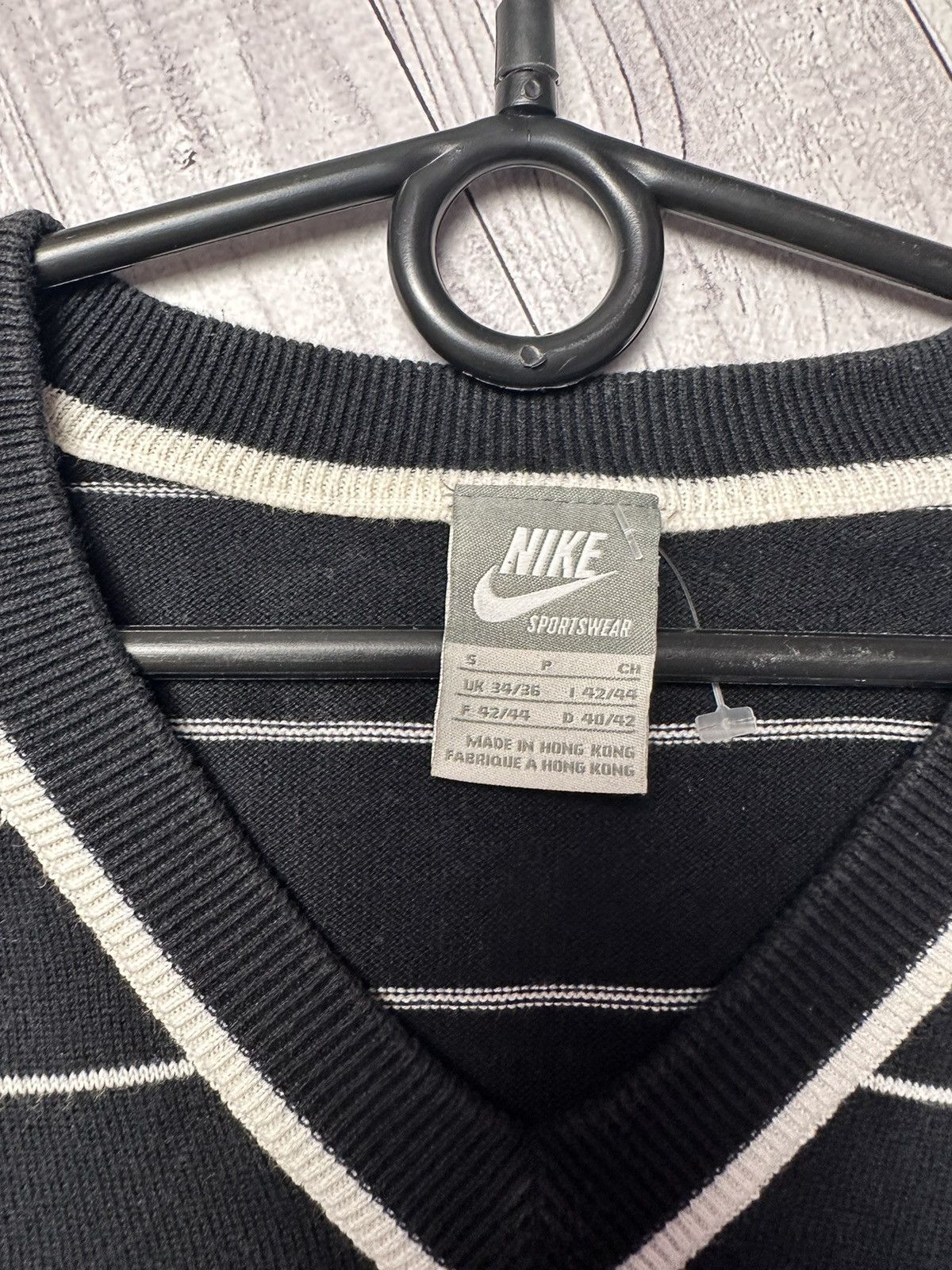 Nike × Vintage Vintage Nike sweater striped black size S rare logo Size US S / EU 44-46 / 1 - 4 Thumbnail