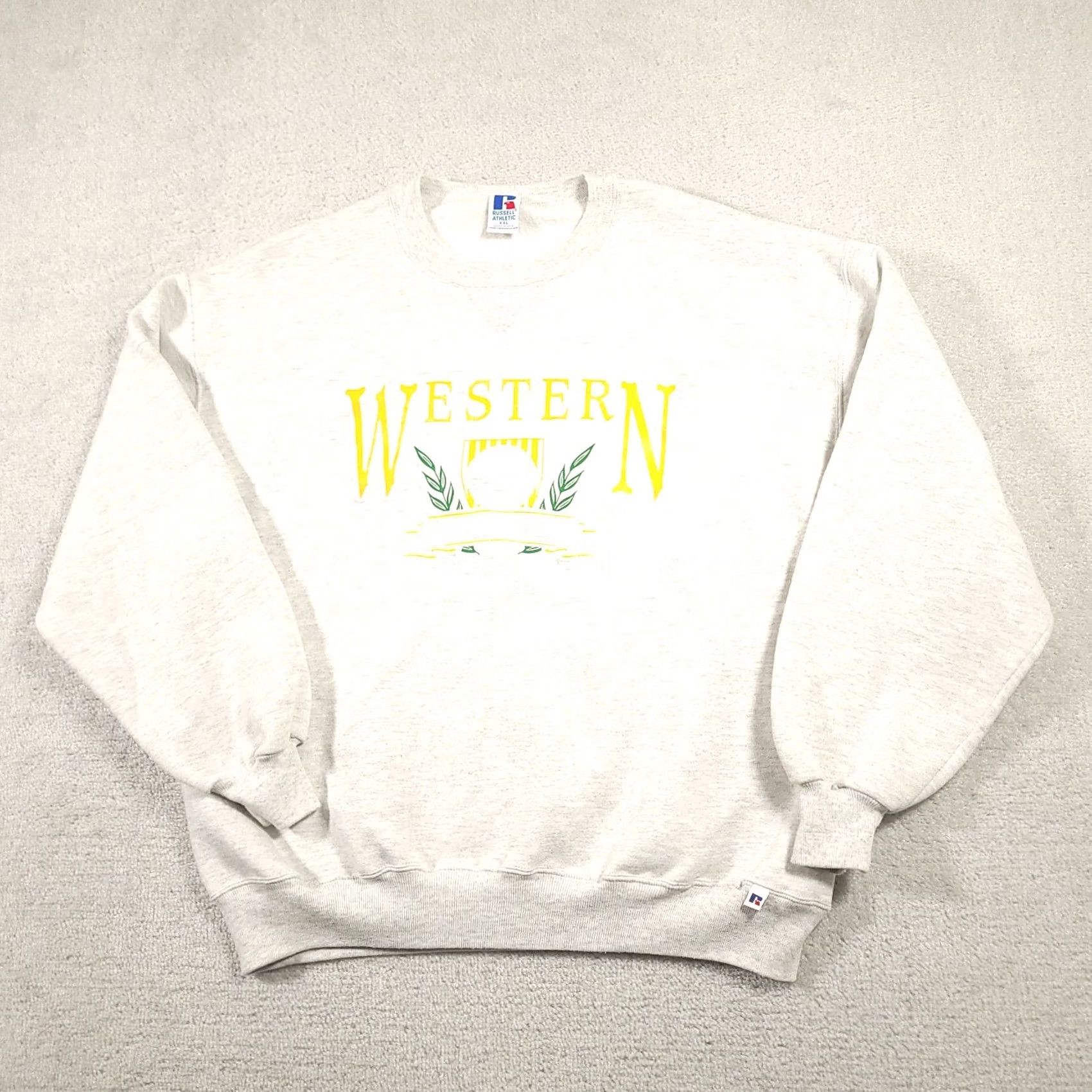 Russell Athletic VINTAGE Russell Athletic Western Illinois Sweatshirt Hoodie 2XL Gray Mens 90s WIU University Graphic Print Pullover Crew Neck Fleece Cotton Blend US Size US XXL / EU 58 / 5 - 2 Thumbnail