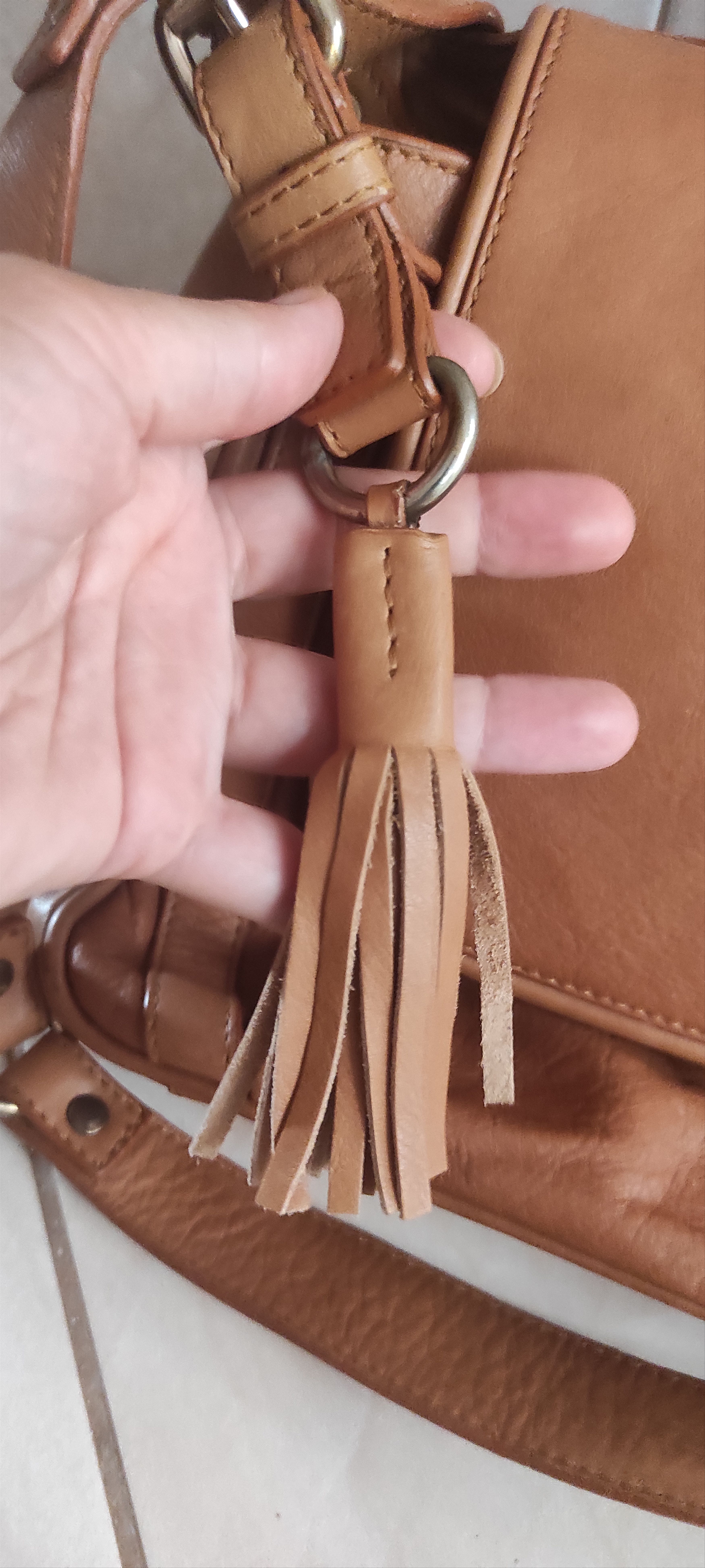 Massimo Dutti Massimo Dutti Satchel Bag Camel Leather Crossbody Bag Size ONE SIZE - 20 Thumbnail
