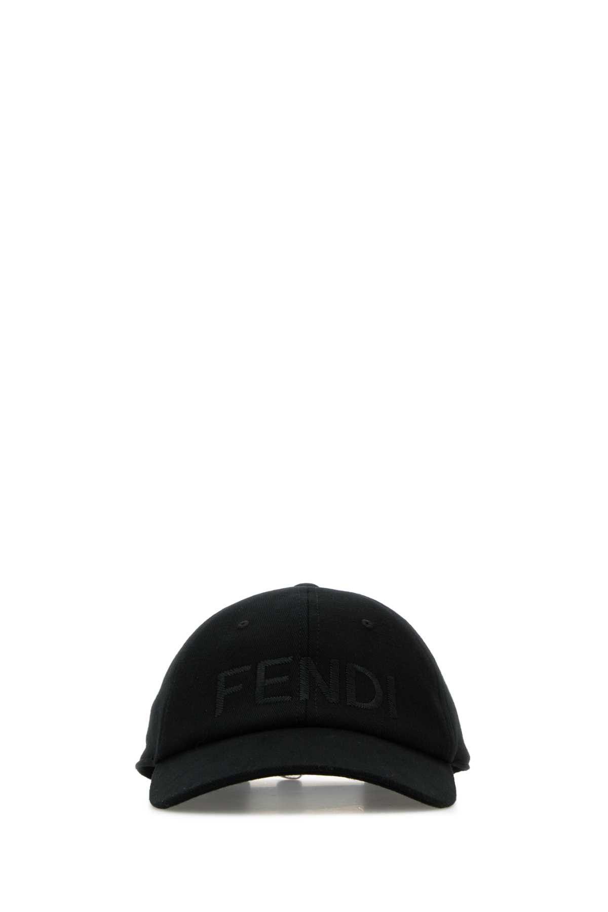 Fendi Black Stretch Cotton Baseball Cap Size ONE SIZE - 1 Thumbnail