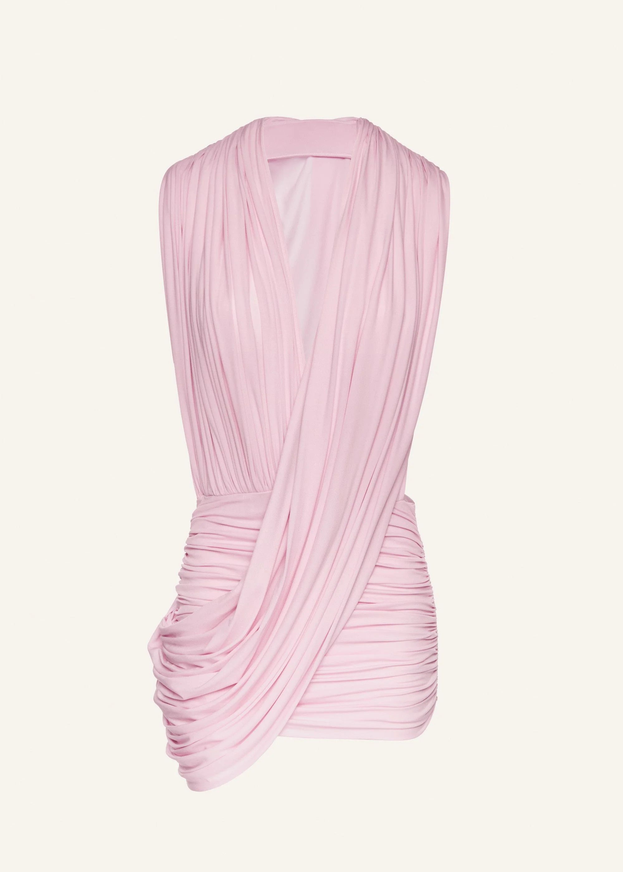 o1h1sh11225 Draped Mini Dress in Pink