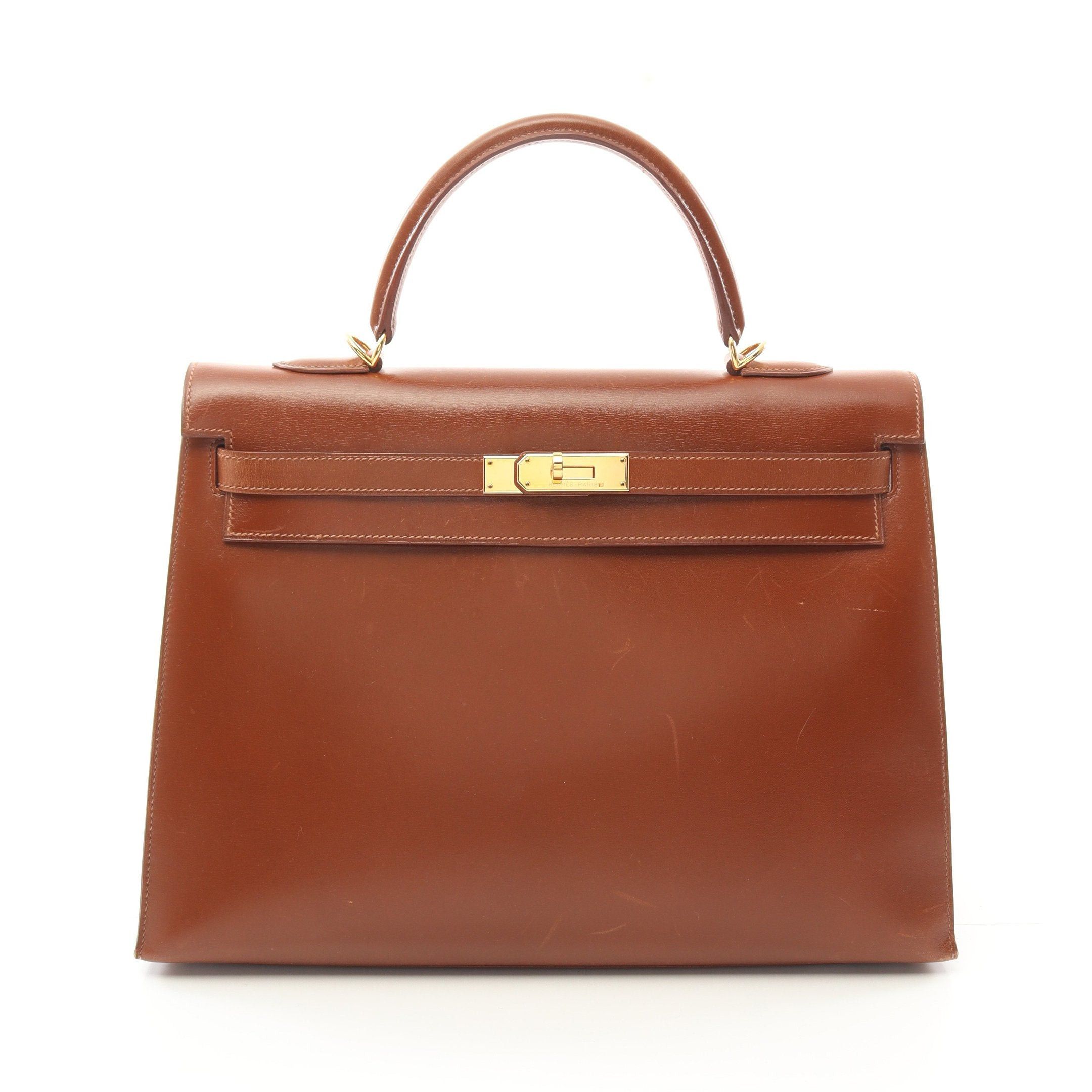 Hermes Hermes Kelly35 Noisette Handbag Box Calf Brown Gold Hardware Outside Sewing Stamp Size ONE SIZE - 1 Thumbnail
