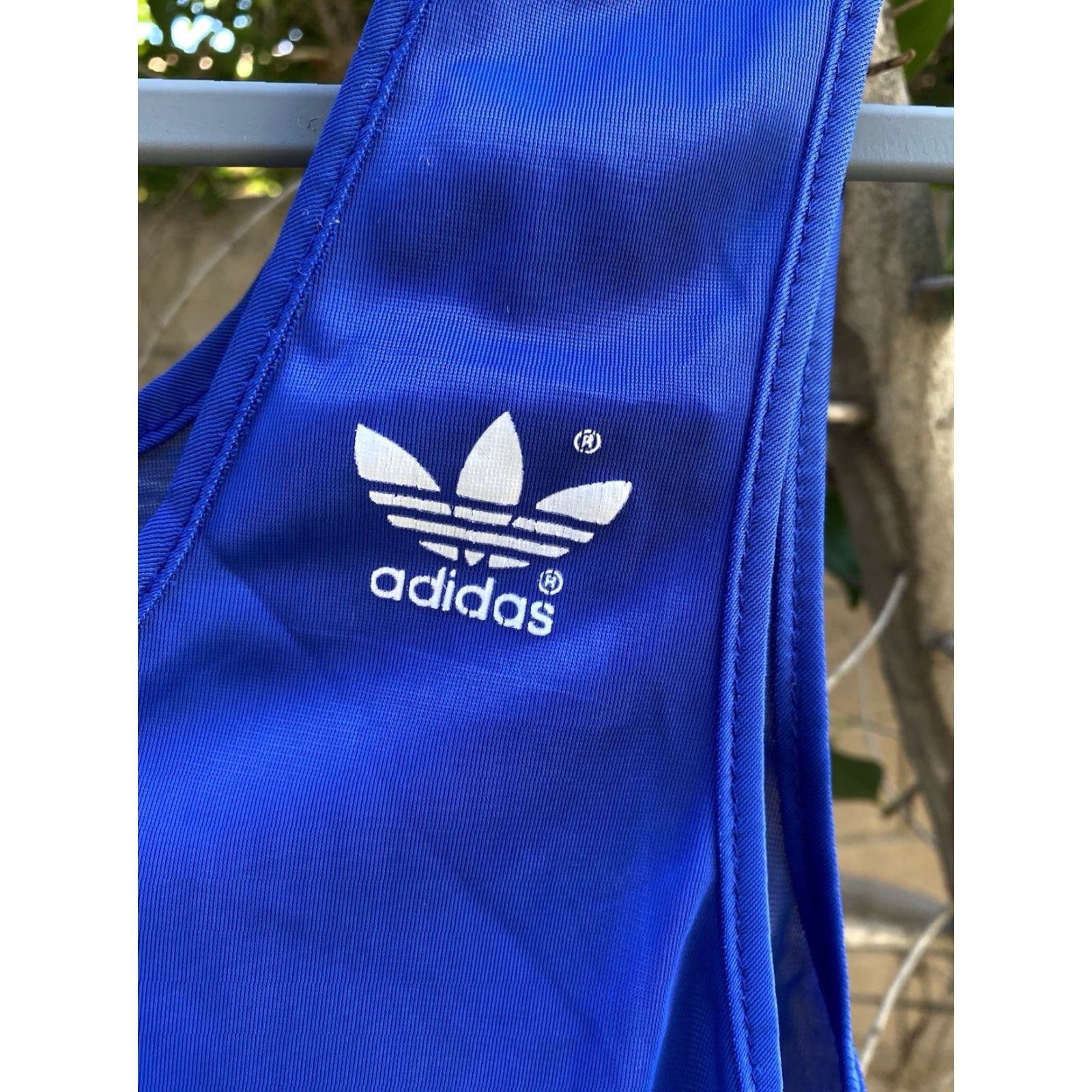 Adidas VINTAGE Adidas Tank Top Polyester Thin Sheer Trefoil Logo Blue White Stripes L Size US L / EU 52-54 / 3 - 4 Thumbnail