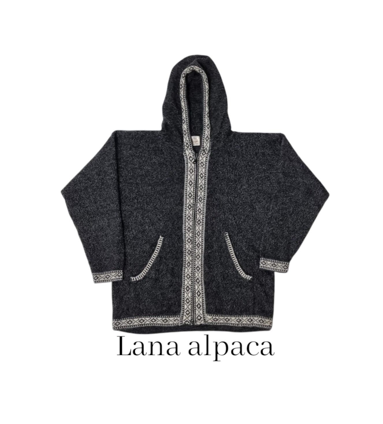 Vintage Peruvian Alpaca wool hoodie sweater L Size L / US 10 / IT 46 - 2 Thumbnail