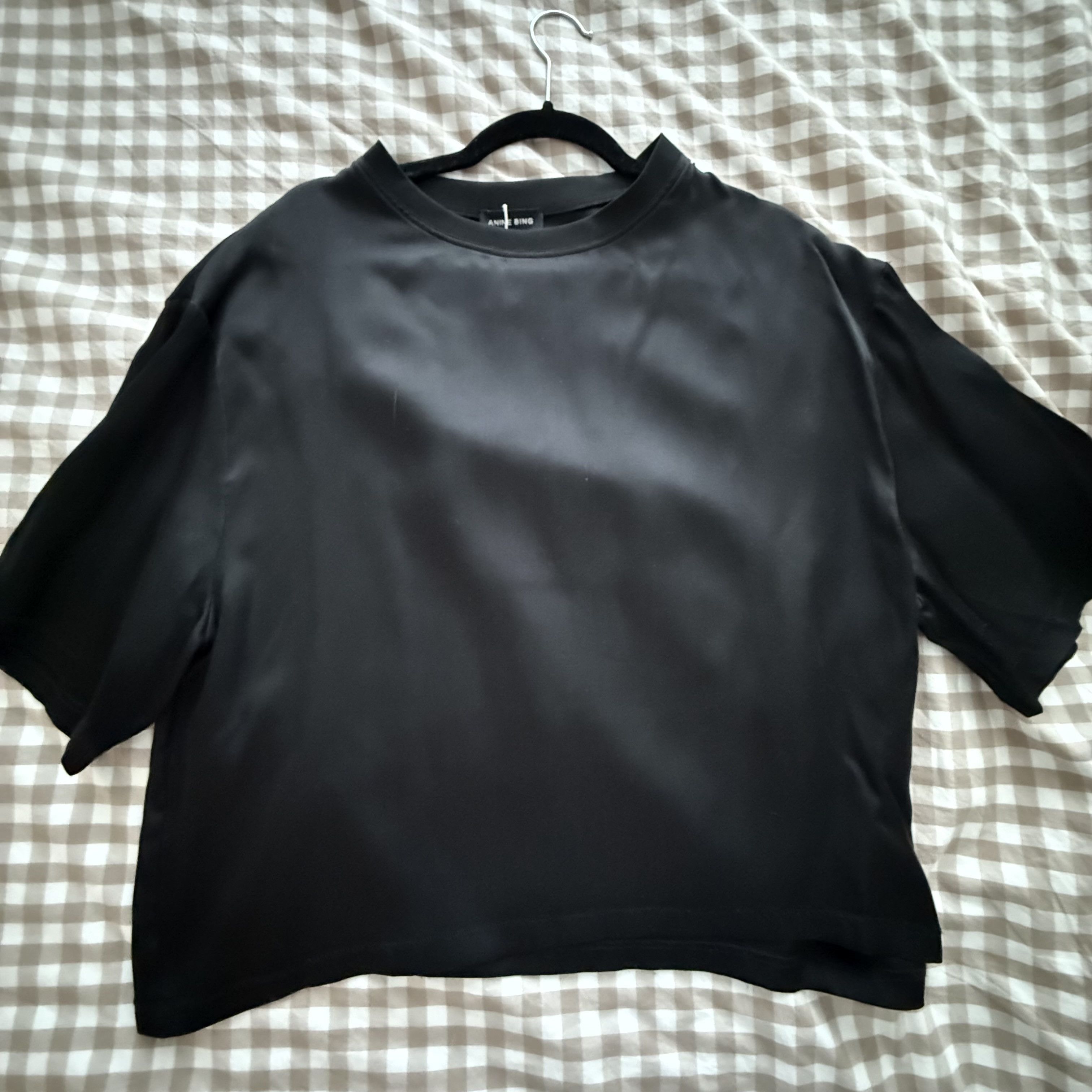 Anine Bing Among Bing | Imogen Silk T-Shirt - Black Size L / US 10 / IT 46 - 1 Thumbnail