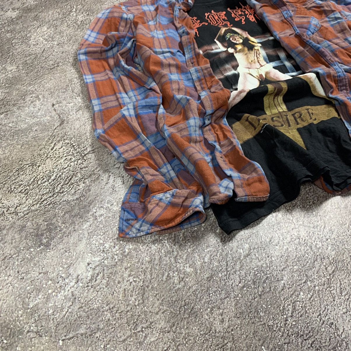 Vintage Vintage 90s Plaid Shirt Layered Band Tee Grunge Streetwear S Size US S / EU 44-46 / 1 - 2 Thumbnail