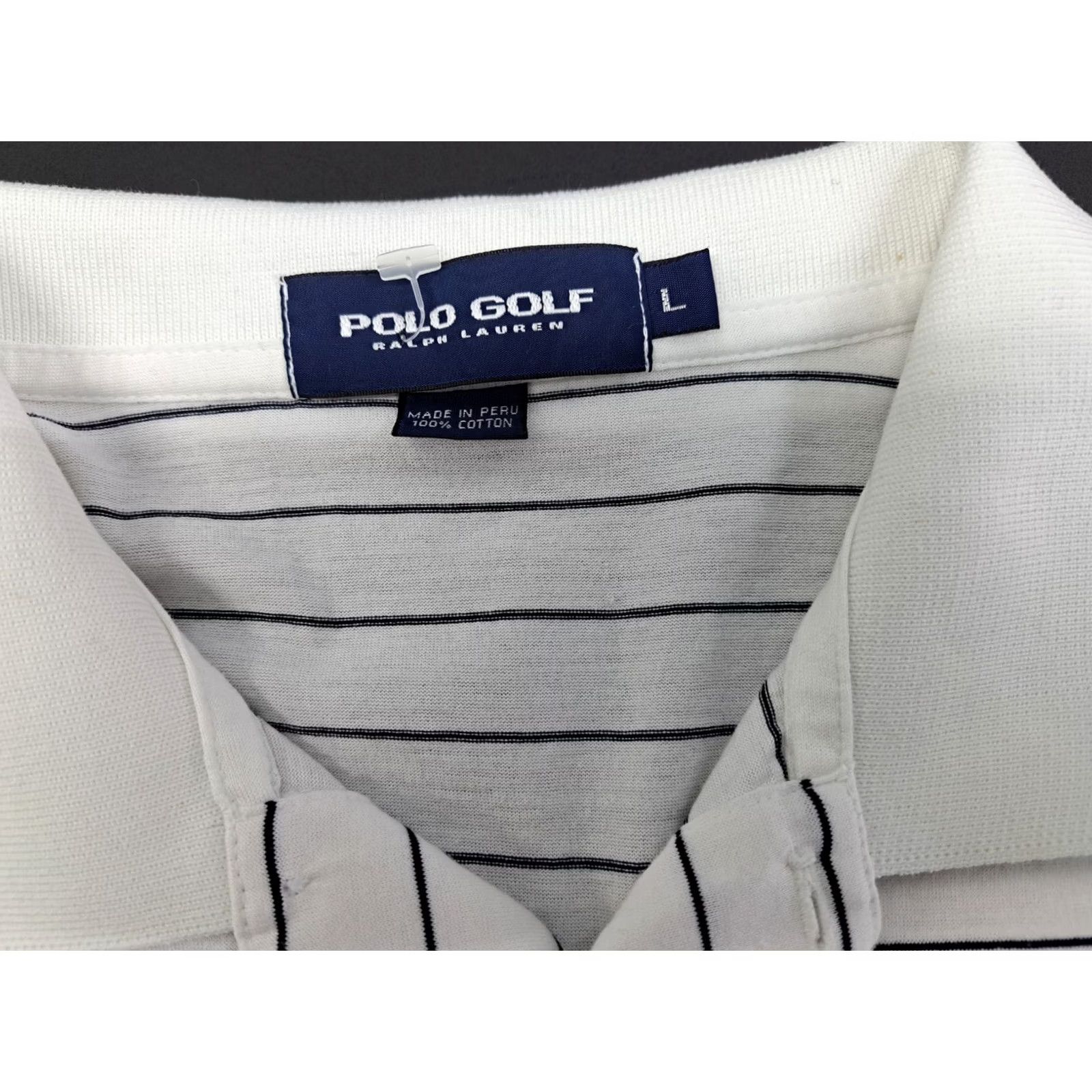 Ralph Lauren Ralph Lauren Polo Golf Short Sleeve Shirt Mens Size L White Black Stripe #4000 Size US L / EU 52-54 / 3 - 2 Thumbnail
