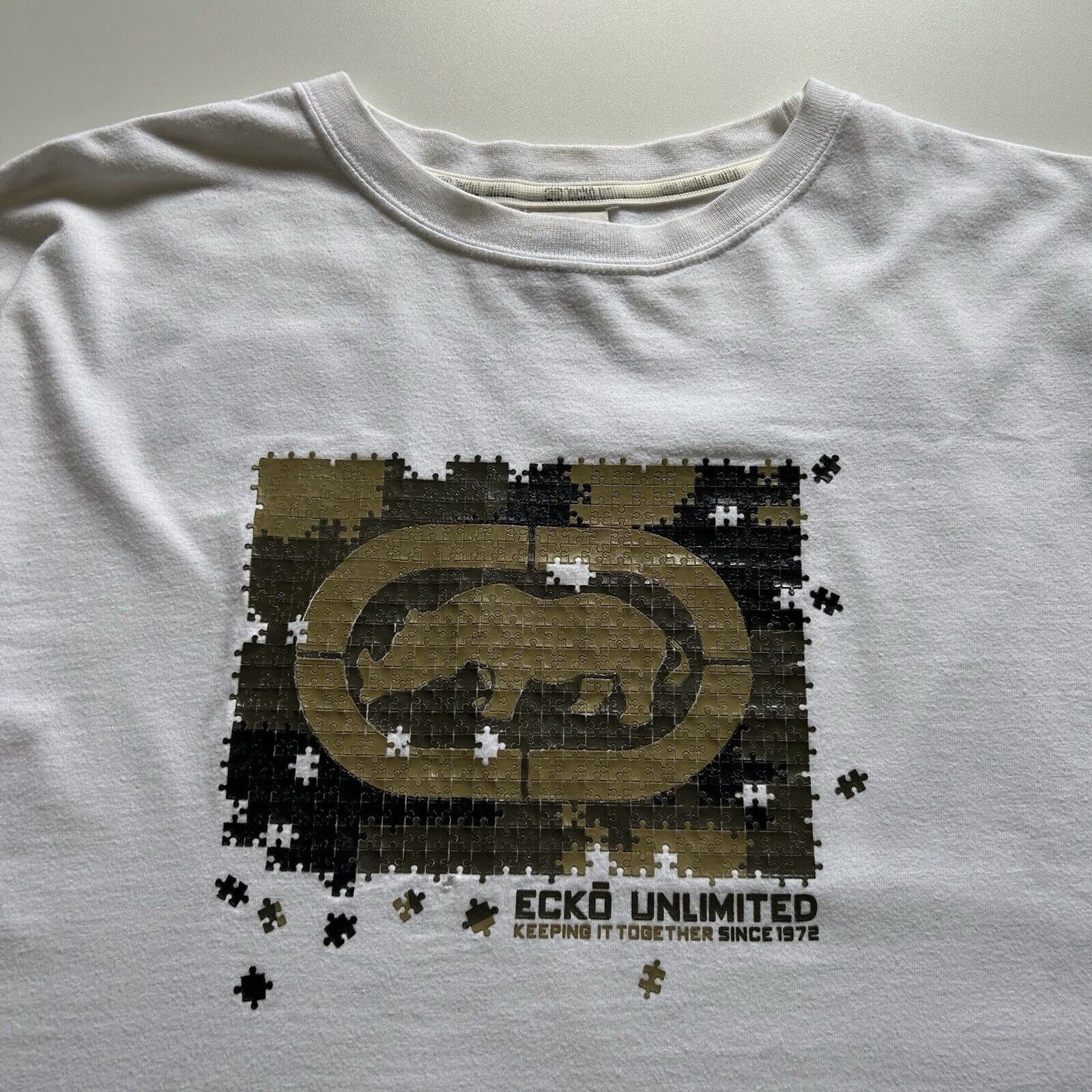 Ecko Unltd. × Vintage Vintage Y2K Ecko Unlimited Puzzle T Shirt XL White Rare Size US XL / EU 56 / 4 - 2 Thumbnail