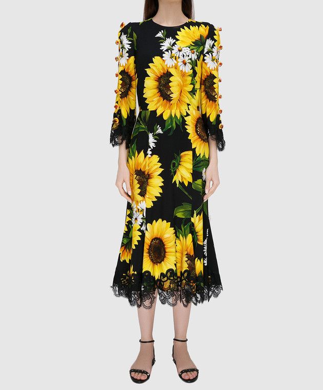 Dolce & Gabbana o1y0825 Midi Dress in Multicolor Size XS / US 0-2 / IT 36-38 - 2 Thumbnail