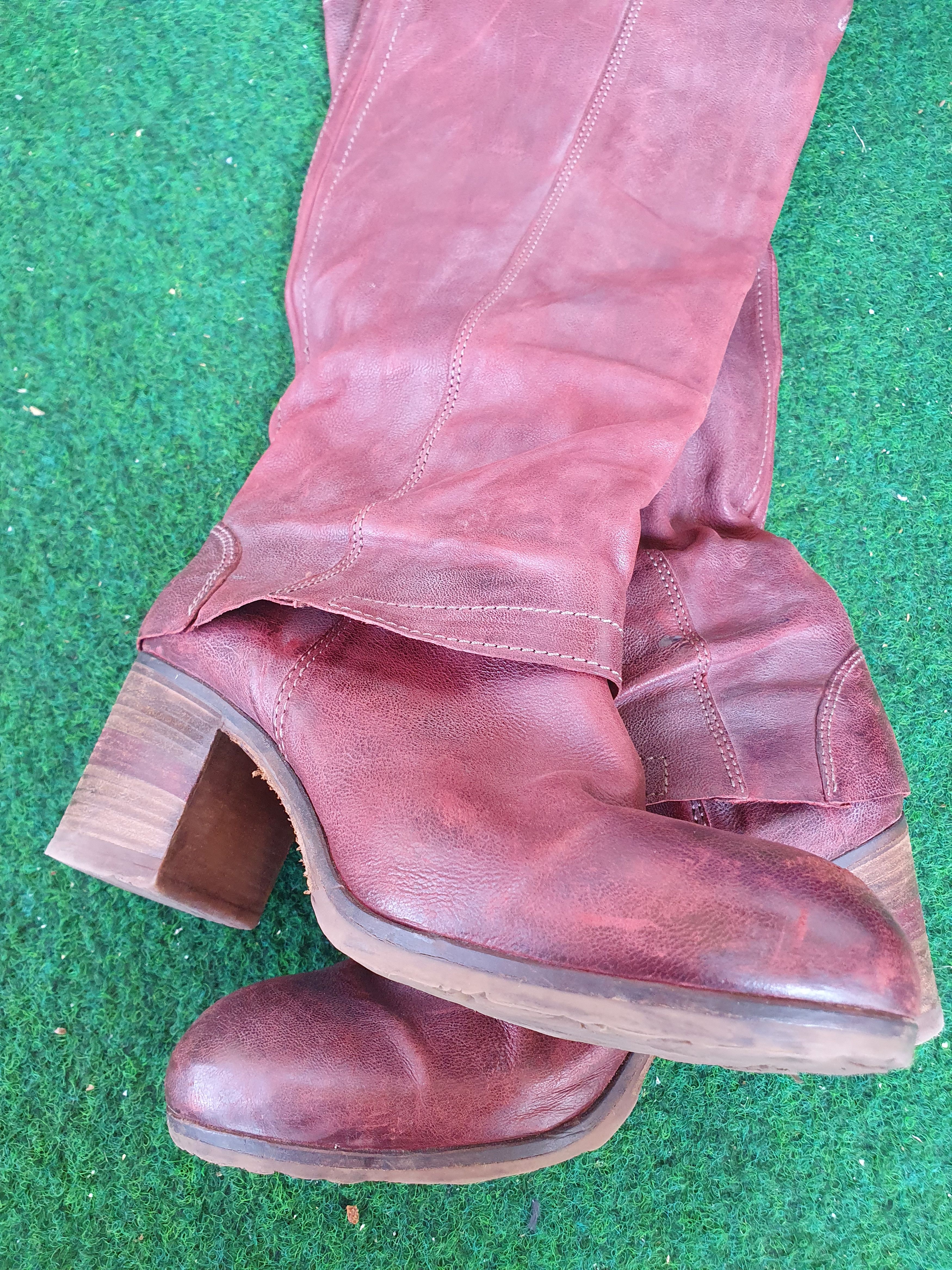 A.S.98 Airstep Long Knee Heels Leather Zipper Biker Boots 38 Size US 8 / IT 38 - 10 Thumbnail