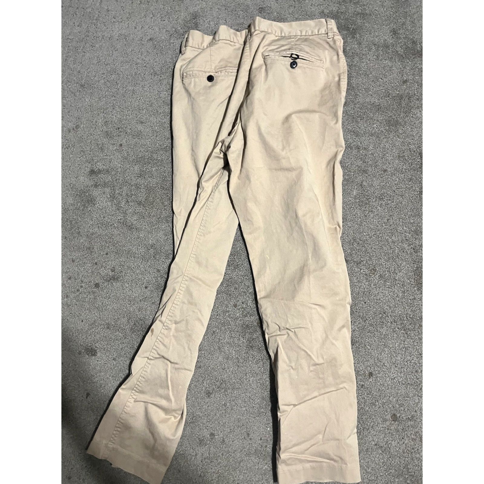 H&M H&M Beige Khakis Flat Front Cotton Pants Slim Fit 31x29 Men Regular Waist Zip Closure Belt Loops Slit Pockets Size US 31 - 3 Thumbnail