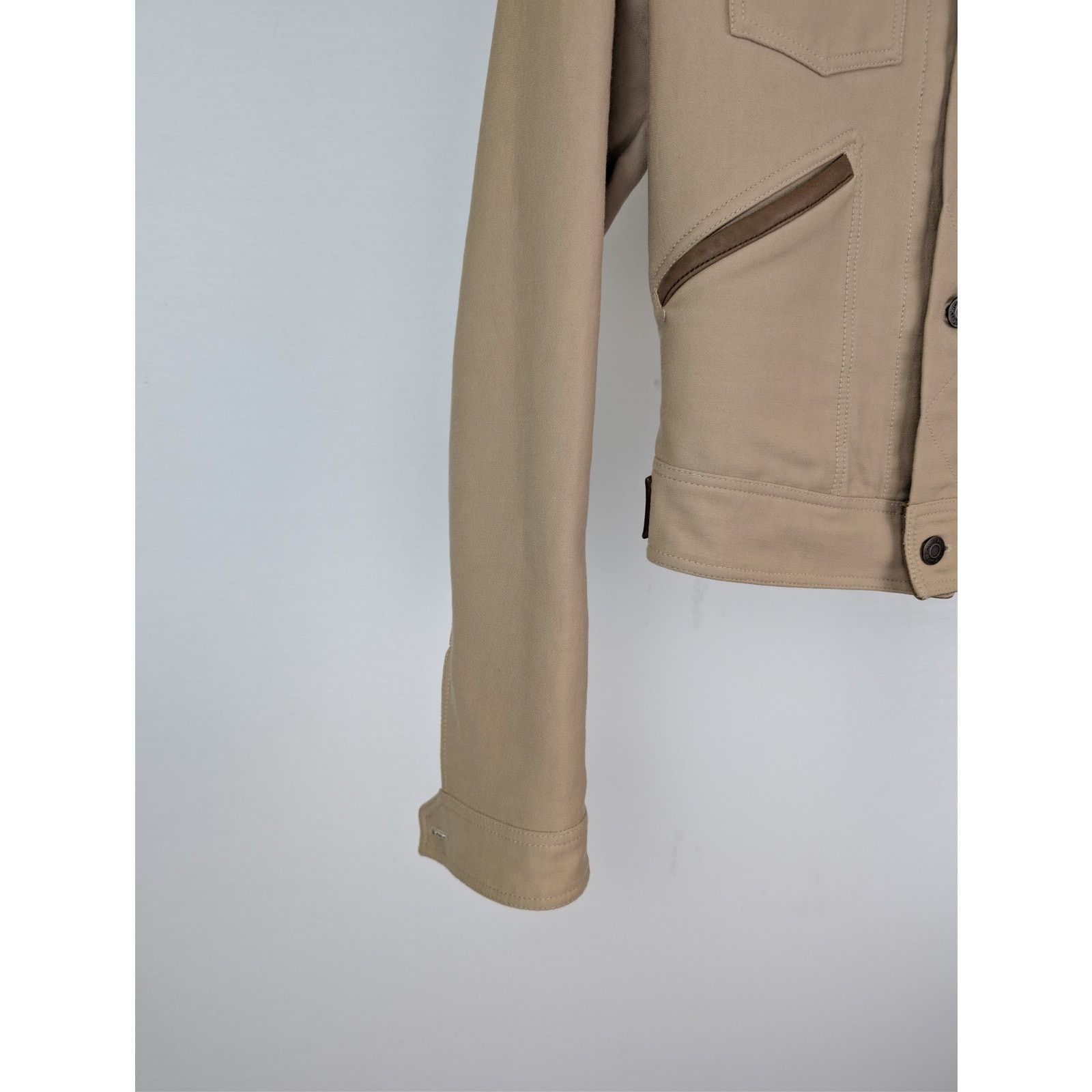 Tom Ford o1rshd1 Stretch Cotton Trucker Jacket in Beige Size US M / EU 48-50 / 2 - 6 Thumbnail