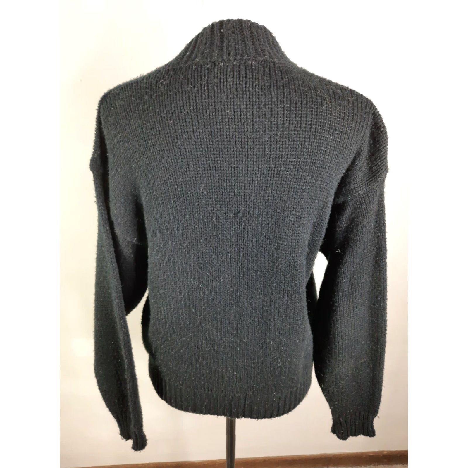 Vintage VINTAGE Erika Women Sweater Cardigan 80s 90s Black Floral Mock Neck S6C L Knit Womens Size L / US 10 / IT 46 - 5 Thumbnail