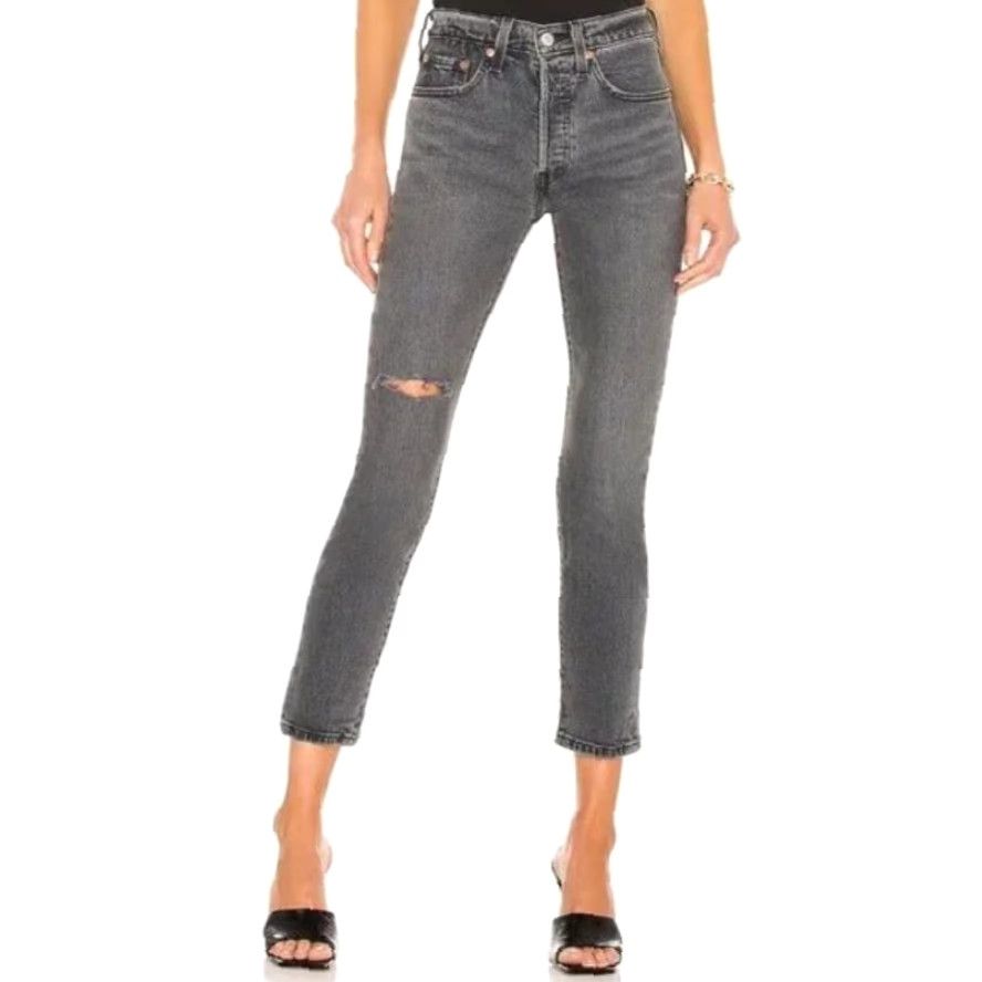 Levi's VINTAGE Levis Womens Premium Black 501 S Button Fly High Rise Skinny Jeans-Size 32 Womens MENS? Size 24" / US 00 / IT 34 - 2 Thumbnail