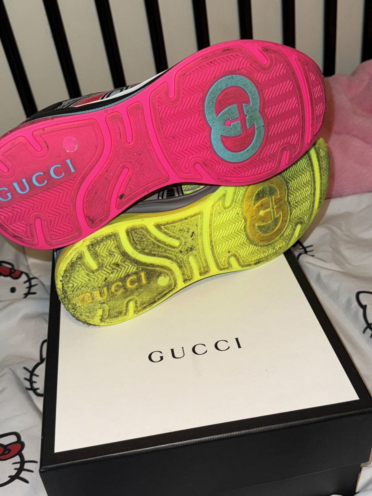 Gucci Gucci Ultrapace R 'Mismatched - Neon Pink Yellow' Size US 9 / EU 42 - 12 Thumbnail