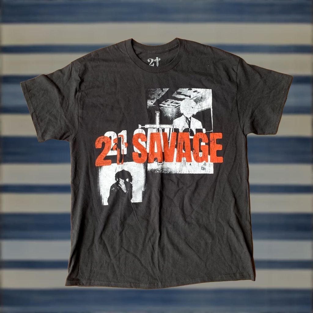 Vintage 21 Savage American Dream Tour T-Shirt L Black Mens Short Sleeve Crew Neck Cotton Logo Double-Sided Hip Hop Music 21 Savage Brand Shirt Size US L / EU 52-54 / 3 - 1 Thumbnail