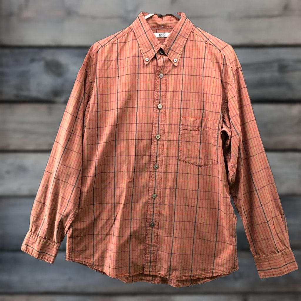 Uniqlo Uniqlo Button-Down Shirt Mens M Long Sleeve Brown Tan Plaid Cotton Rayon Size US M / EU 48-50 / 2 - 1 Thumbnail
