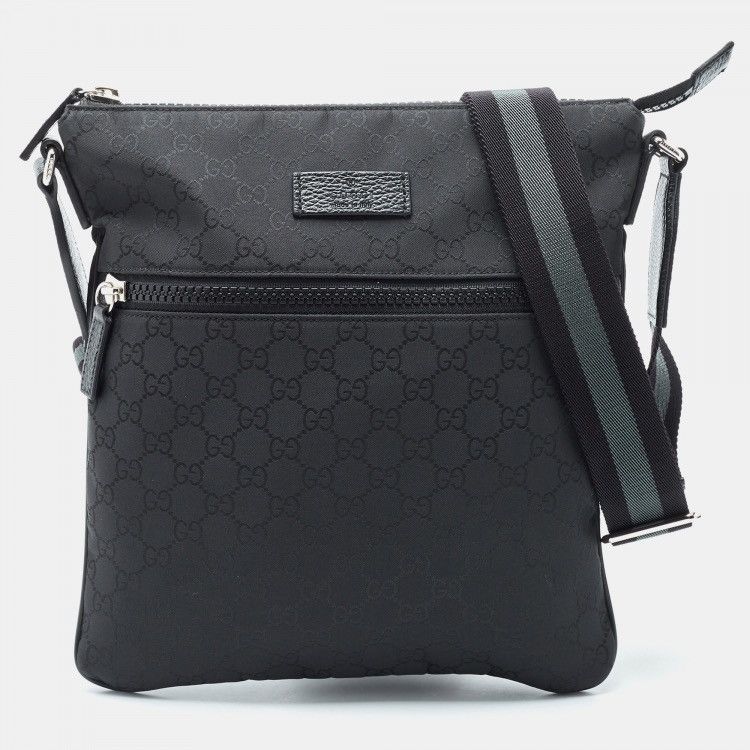 Gucci Gucci Black GG Nylon and Leather Messenger Bag Size ONE SIZE - 2 Thumbnail