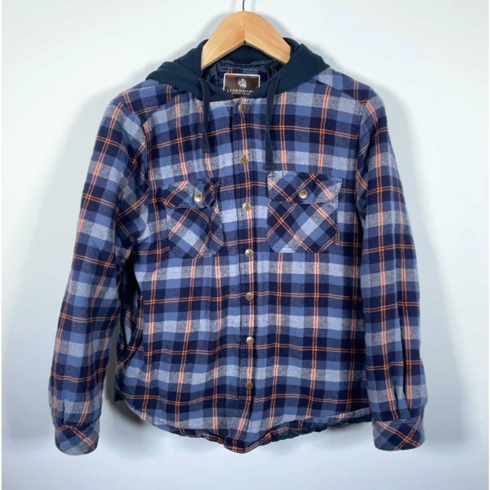Vintage Legendary Whitetails Outfitters Flannel Shirt Jacket Hooded Men's Medium Blue Size US M / EU 48-50 / 2 - 4 Thumbnail