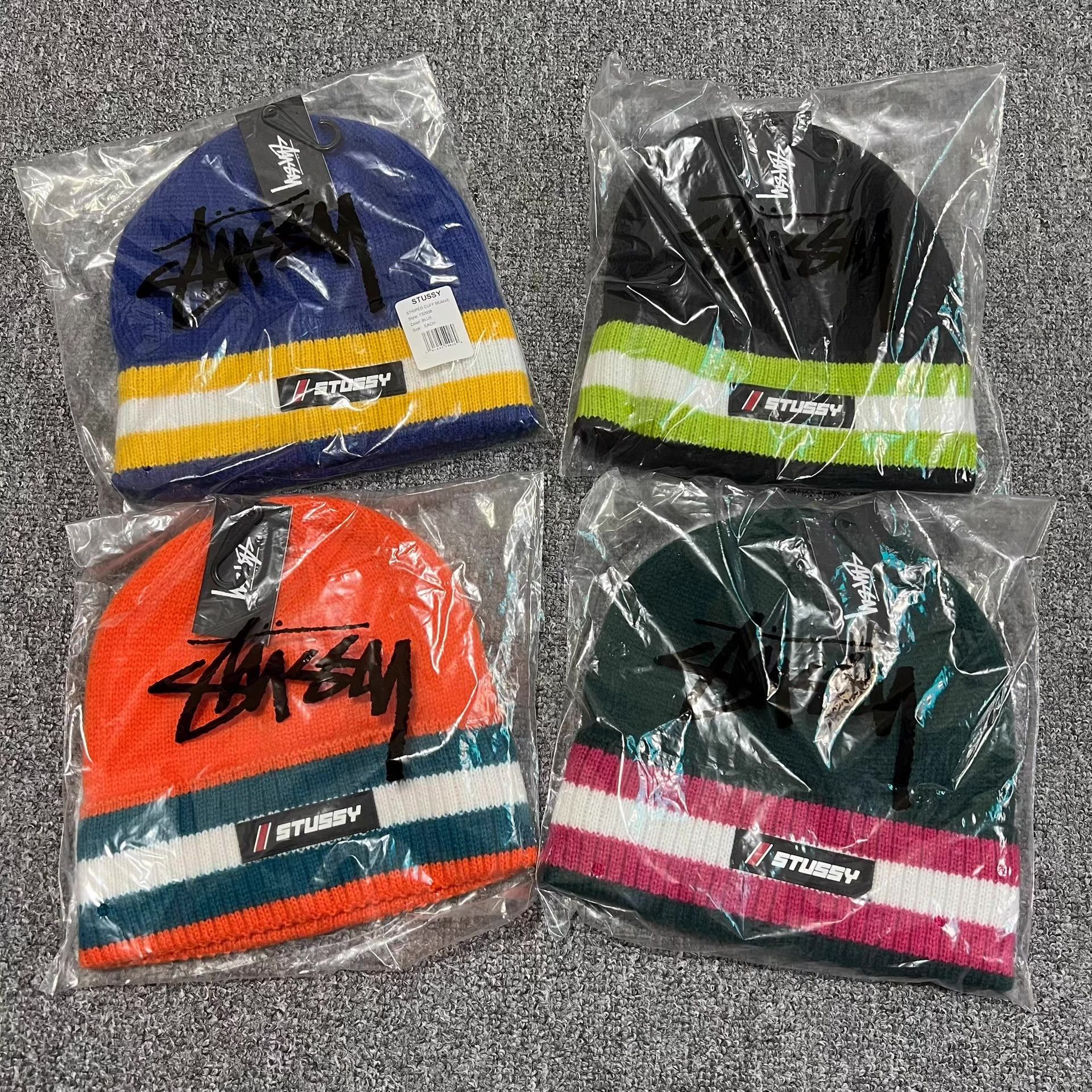 Stussy Stussy Rubber Logo Color Block Knit Beanie Q7 Size ONE SIZE - 2 Thumbnail