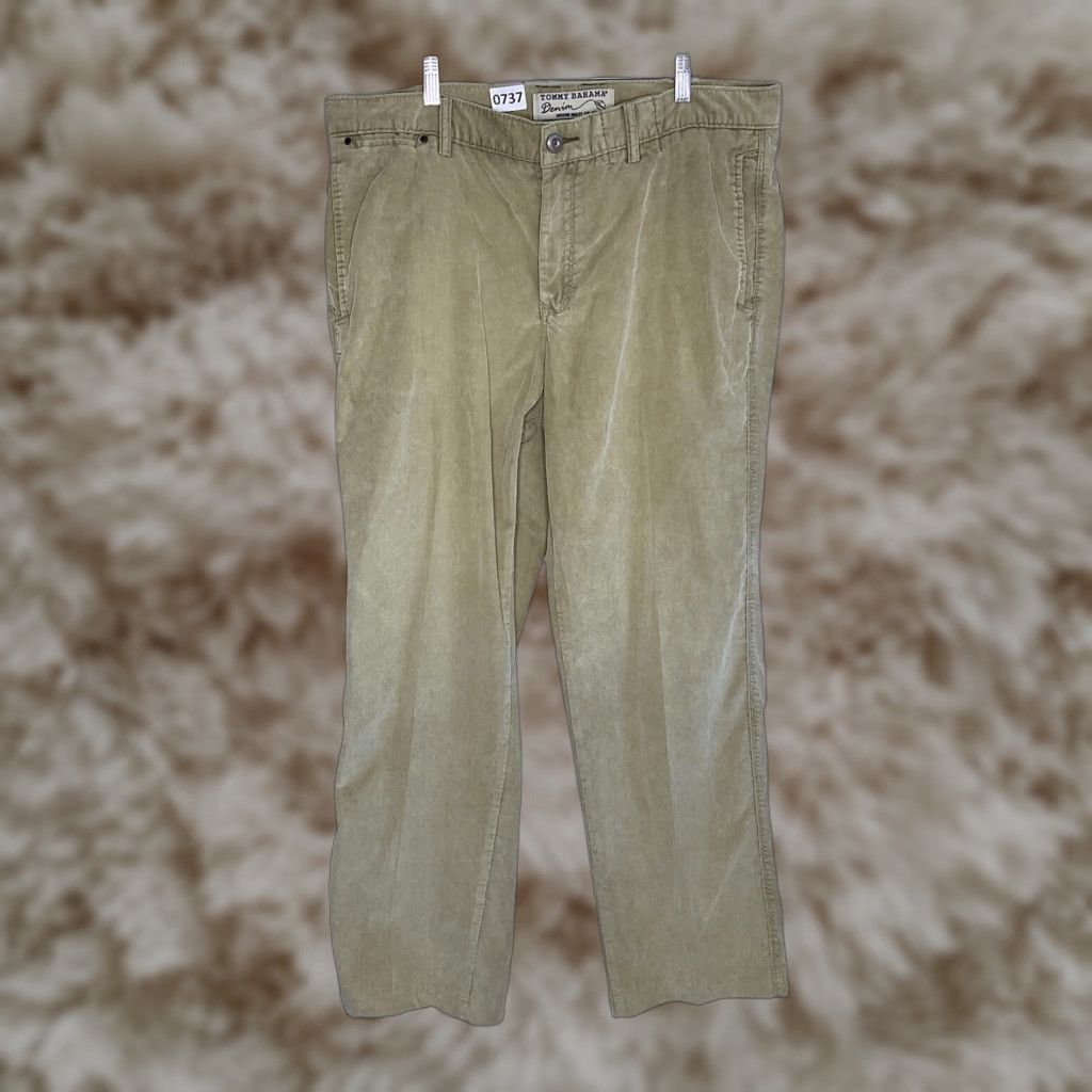 Tommy Bahama Denim Pants Men’s 38 x 34 Corduroy Beige Tan Straight Leg Dress Office Vintage? No. (Remove)