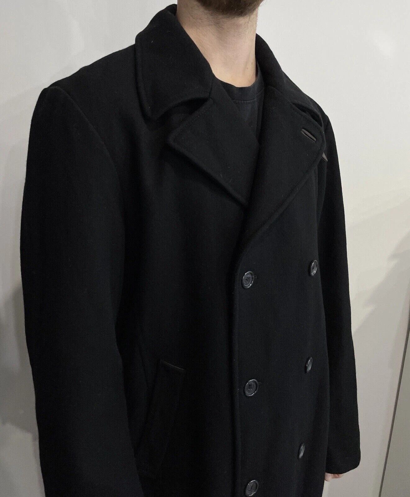 Dolce & Gabbana Dolce & Gabbana Wool Men Coat Jacket Leather Details Black Size US L / EU 52-54 / 3 - 5 Thumbnail