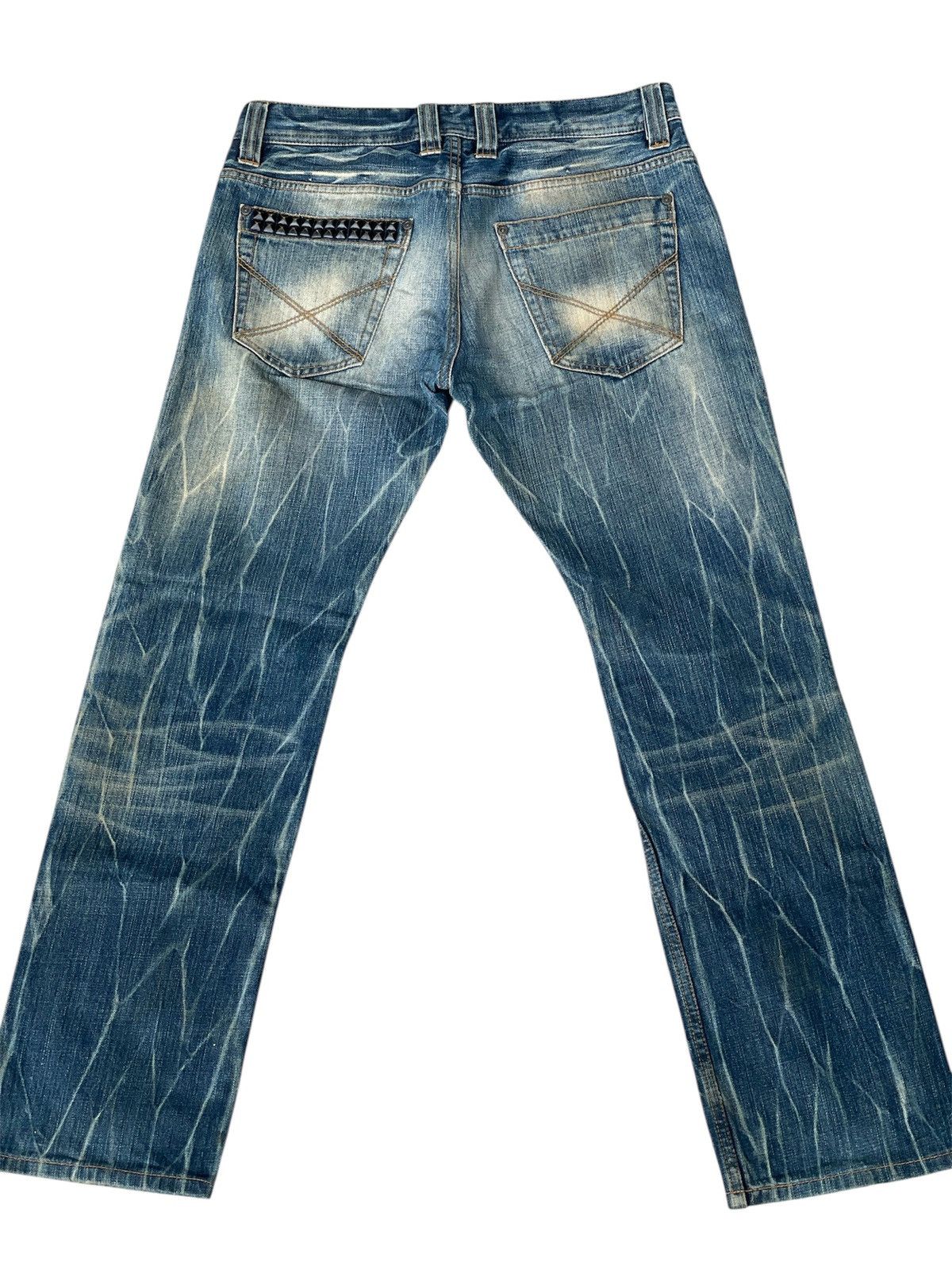 Japanese Brand Rattle Trap Early 2000 Faded Blue Distressed Denim Jeans Size US 31 - 2 Thumbnail