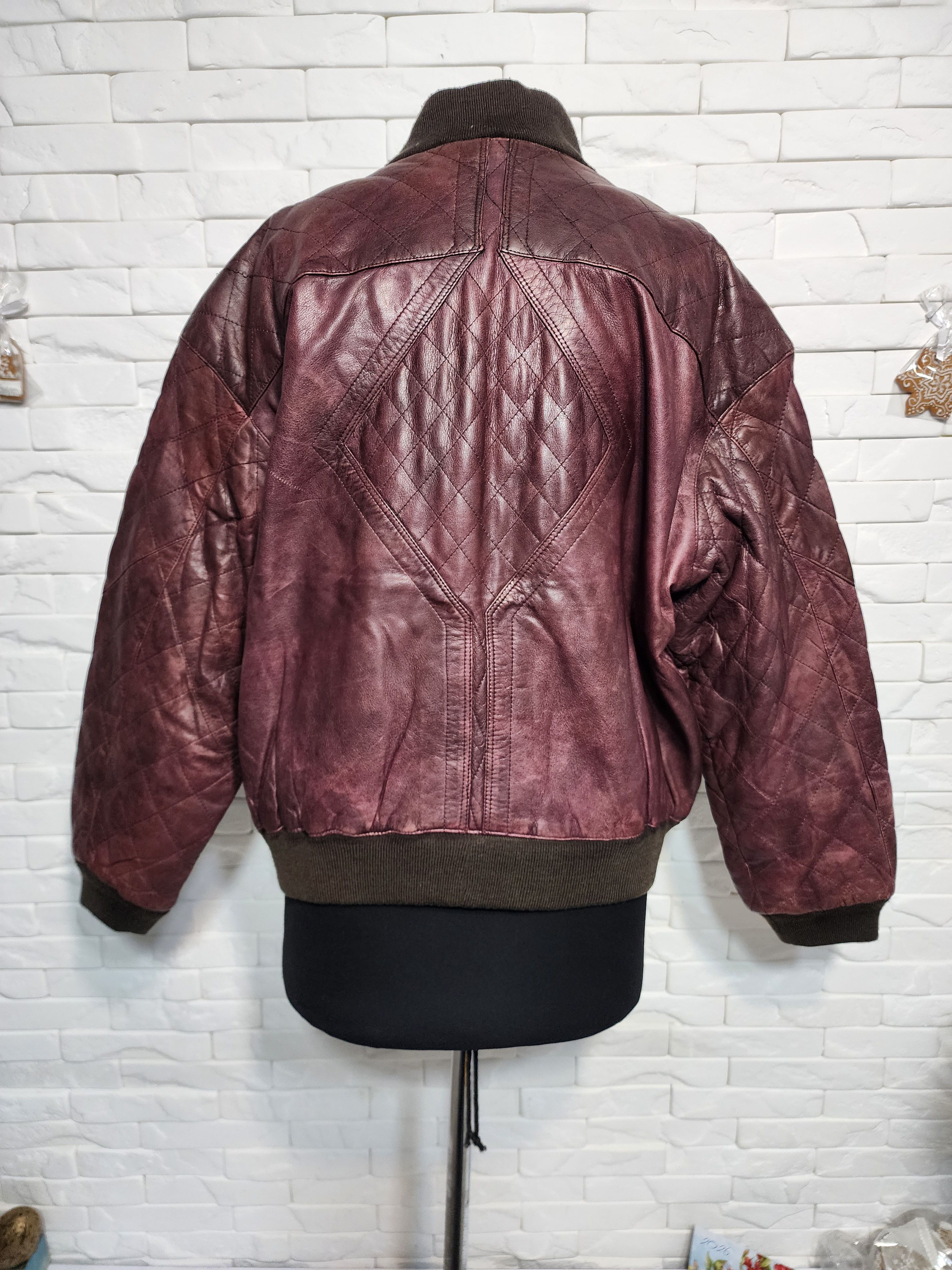 Furla Burgundy Leather Jacket: Men's Zippered, Pockets Size US L / EU 52-54 / 3 - 5 Thumbnail