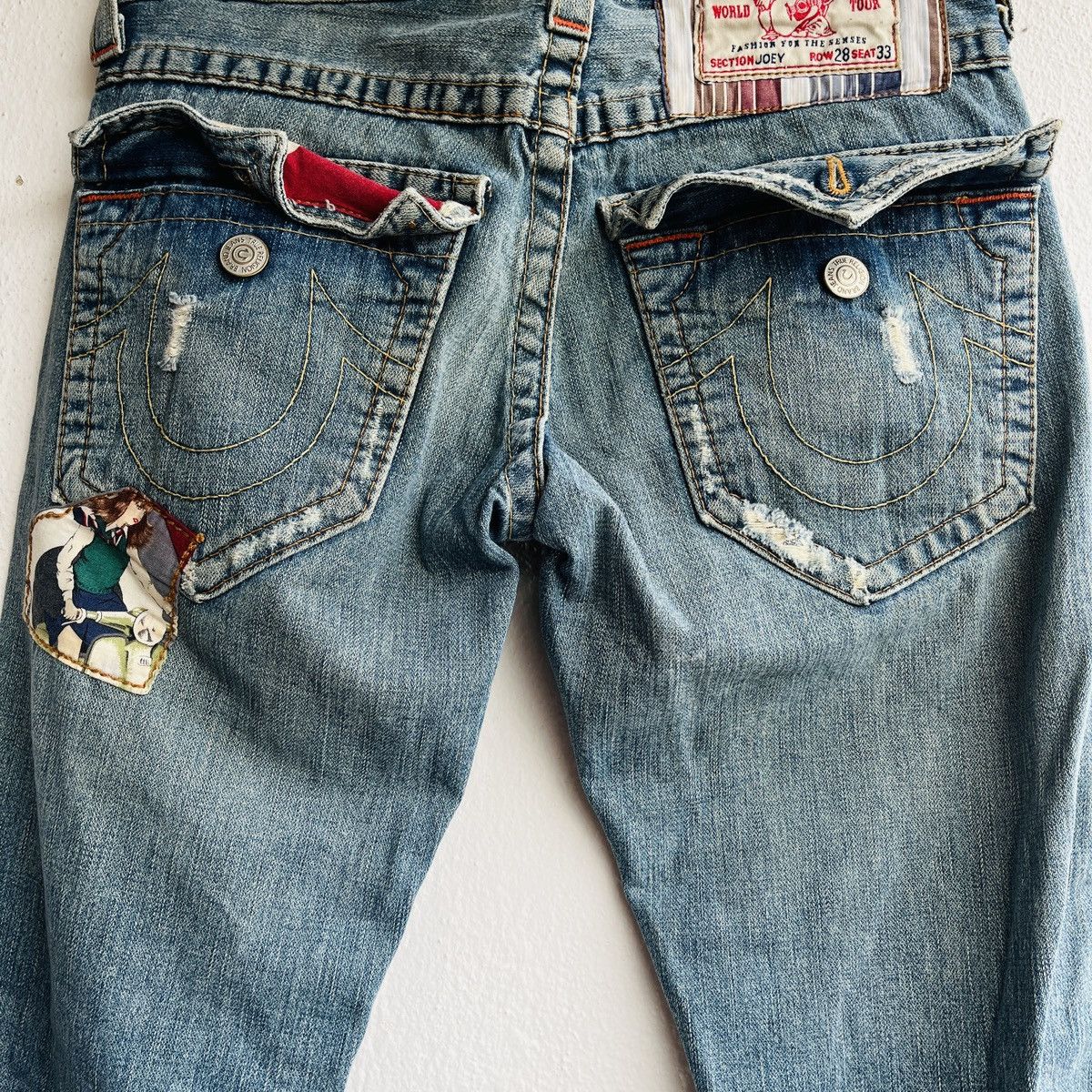 Seditionaries Flared TRUE RELIGION Distressed Patches Sashiko Jeans Size US 28 / EU 44 - 15 Thumbnail