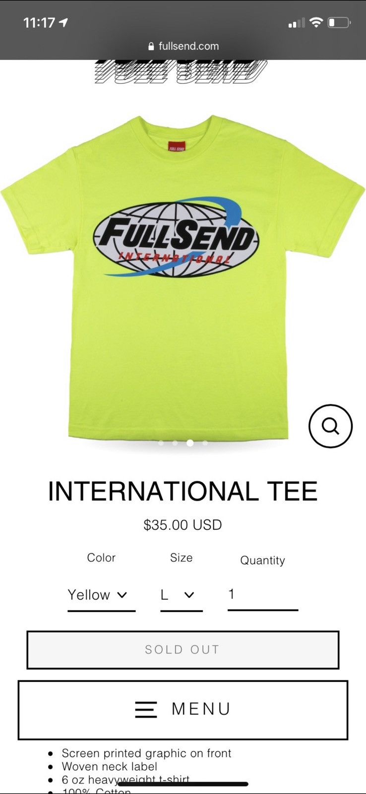 Full Send Full Send International T Shirt Size US L / EU 52-54 / 3 - 2 Thumbnail