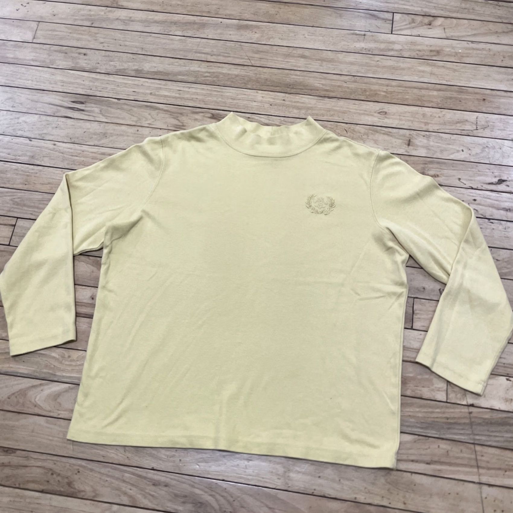 Blair VINTAGE Blair Mock Neck Crop Sweater 3/4 Sleeve Yellow Crest Adult M 80s Pullover Size US M / EU 48-50 / 2 - 3 Thumbnail