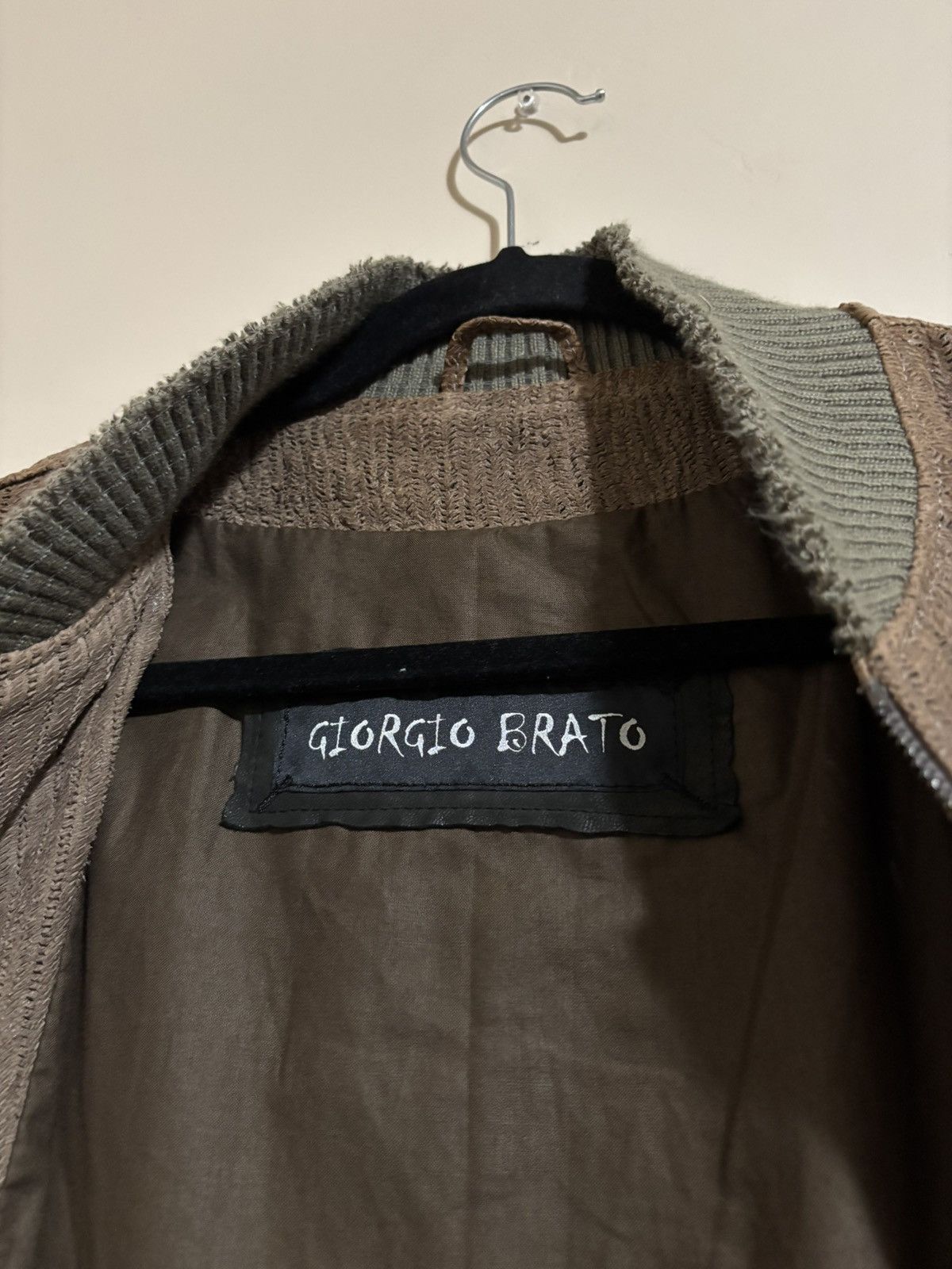Giorgio Brato (BNWT) Perforated Vegetable Tanned Leather Bomber Jacket Size US M / EU 48-50 / 2 - 7 Thumbnail