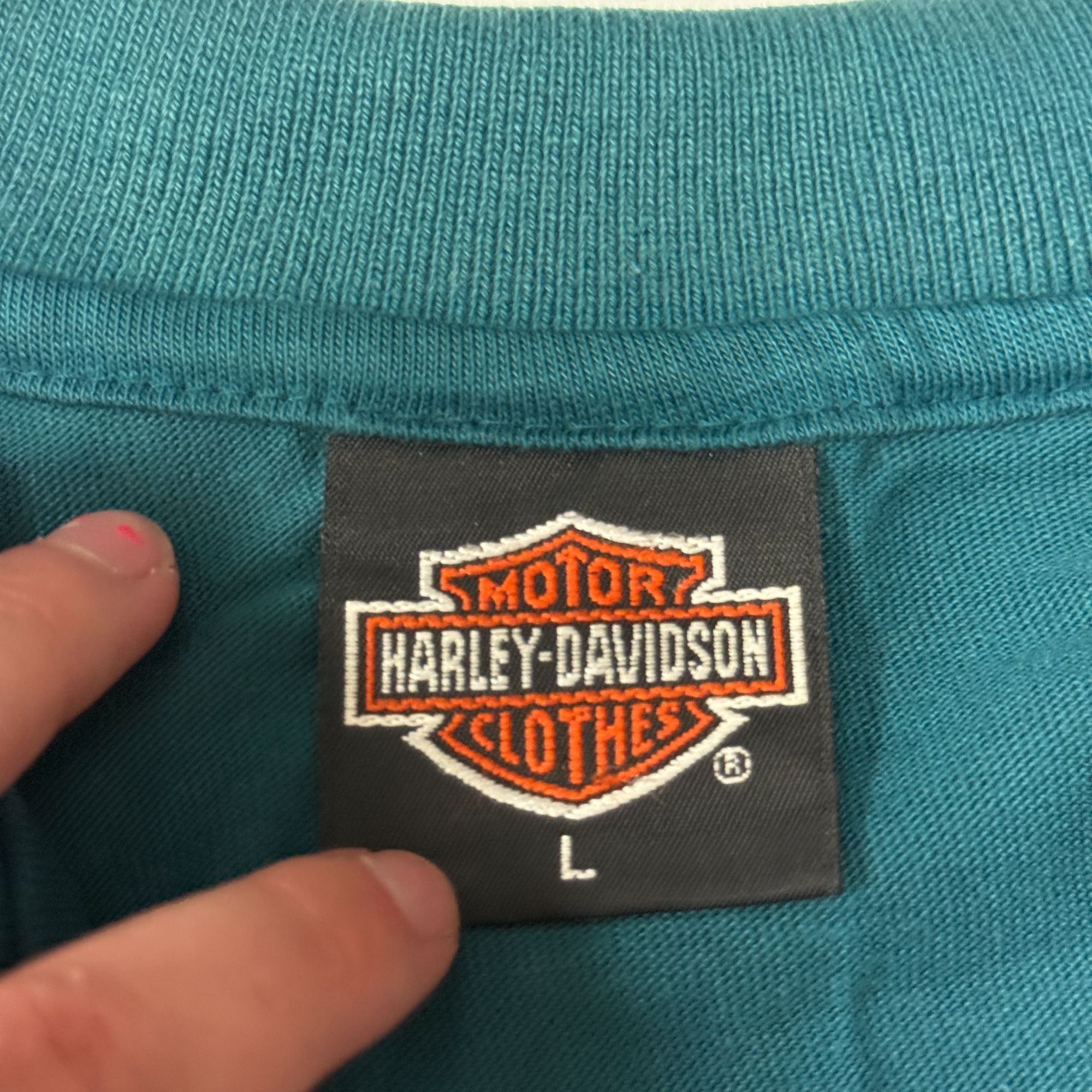 Harley Davidson 80 90's H-D Polo S Charleston Biker POCKET 50/50 T Shirt L Size US L / EU 52-54 / 3 - 5 Thumbnail
