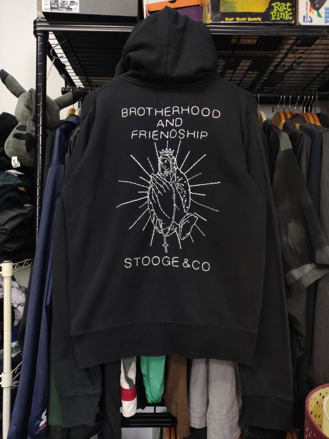 Japanese Brand Stooge & Co Virgin Mary Chain Stitch Embroidery Hoodies Size US M / EU 48-50 / 2 - 11 Thumbnail