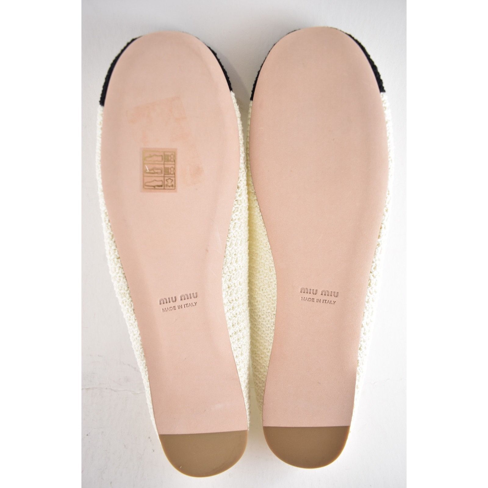 Miu Miu Miu Miu Crochet Knit Black White Bicolor Logo Strap Ballet Size US 11.5 / IT 41.5 - 20 Thumbnail