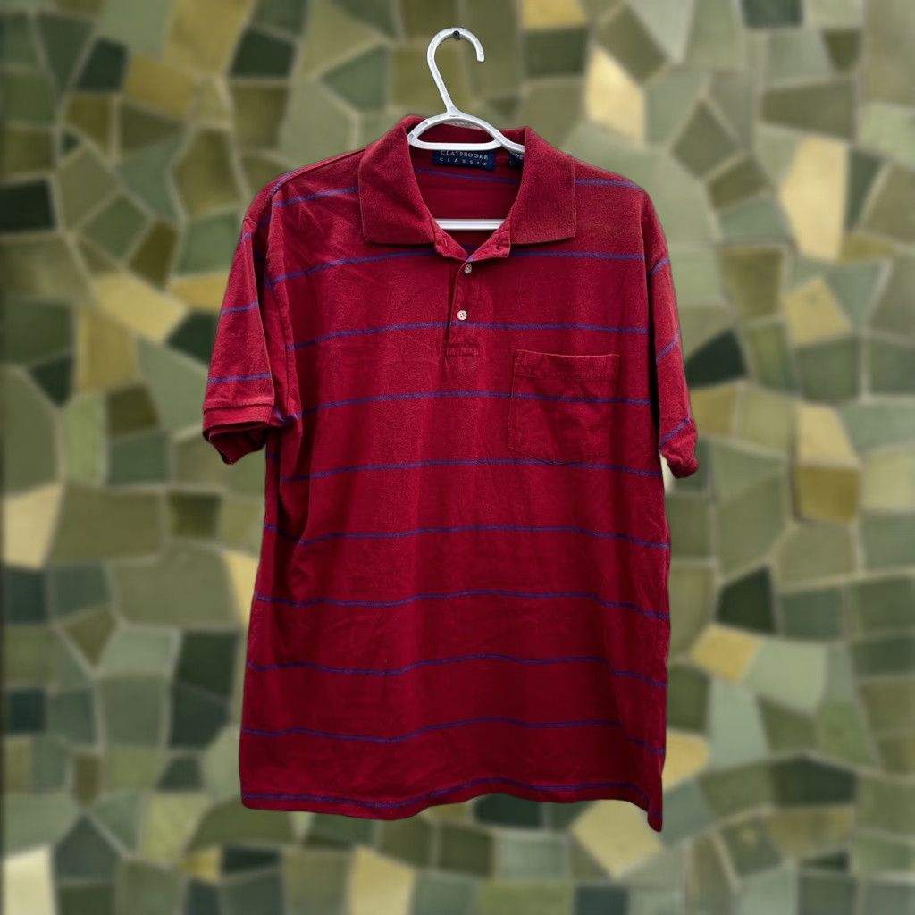 Vintage Claybrooke Classic Mens Polo Shirt XL Red Striped Short Sleeve Pocket Polo Shirt Mens XL Red Striped Short Sleeve Pocket Size US XL / EU 56 / 4 - 1 Thumbnail